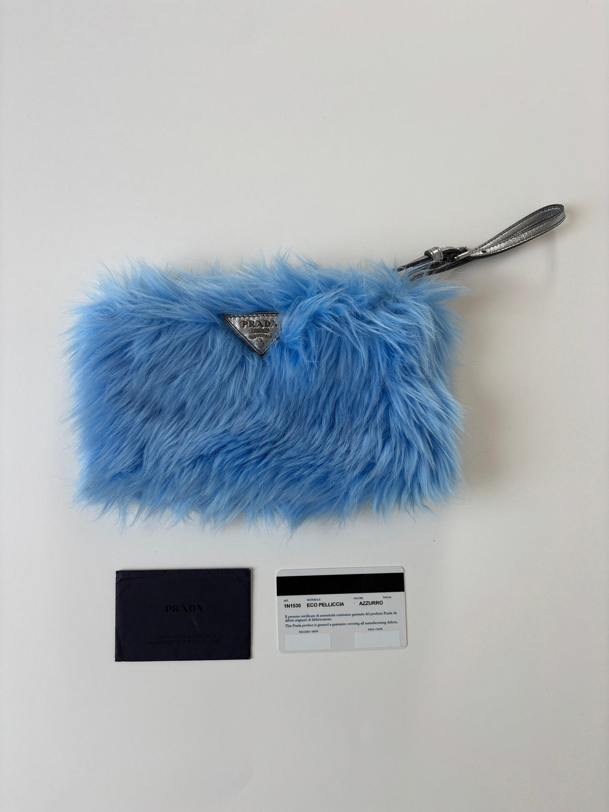 Prada 2000s blue wristlet clutch azzurro