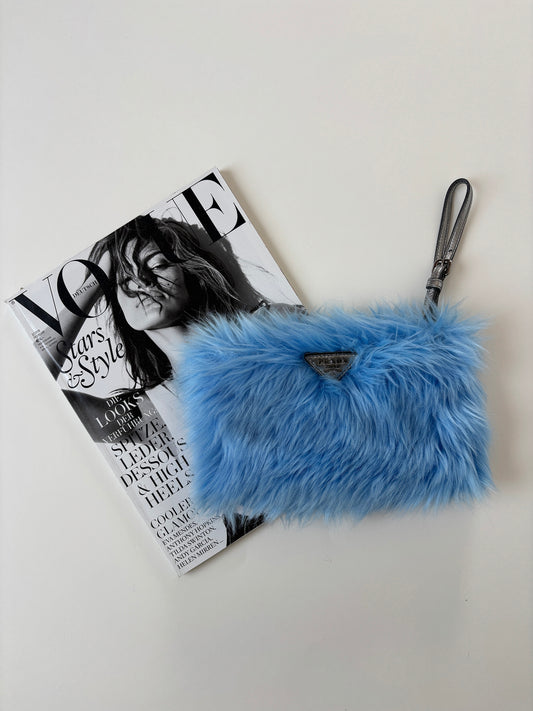 Prada 2000s blue wristlet clutch azzurro