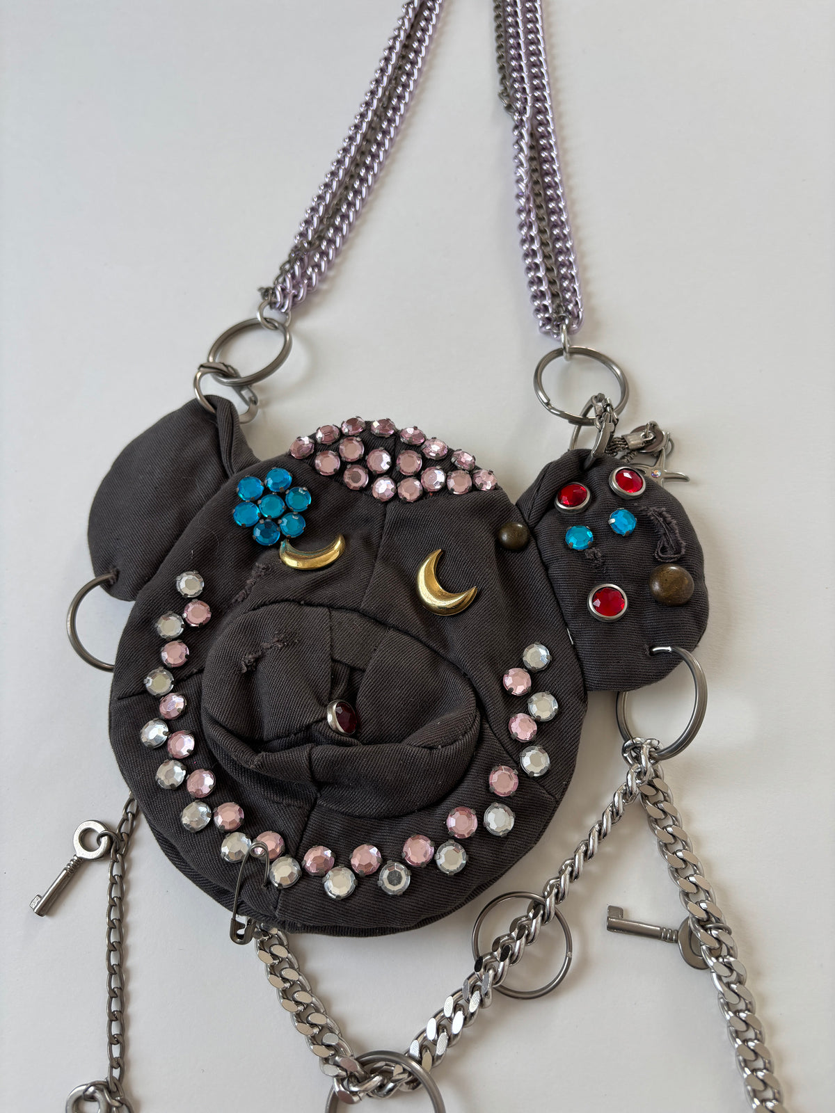 Dolce & Gabbana S/S 2003 runway distressed teddy rhinestone bag