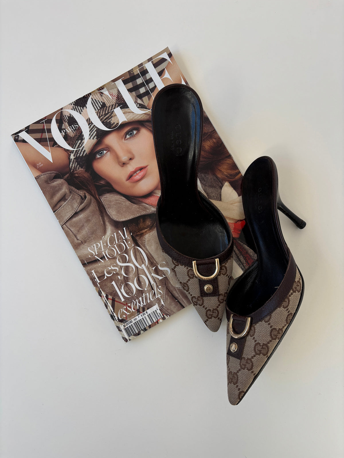 Gucci by Tom Ford 2000s brown D-Ring monogram mules (EU 36,5 / US 6)