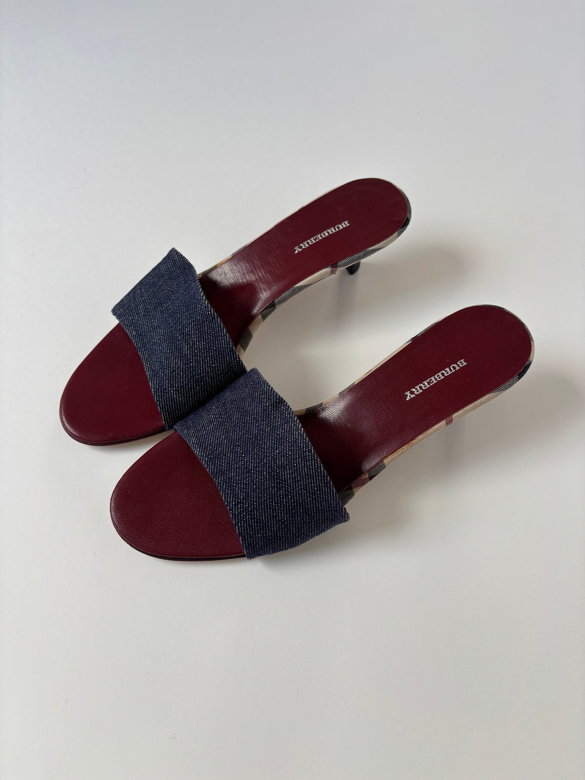 Burberry 2000s denim tartan kitten heels (EU 36 / US 5.5)