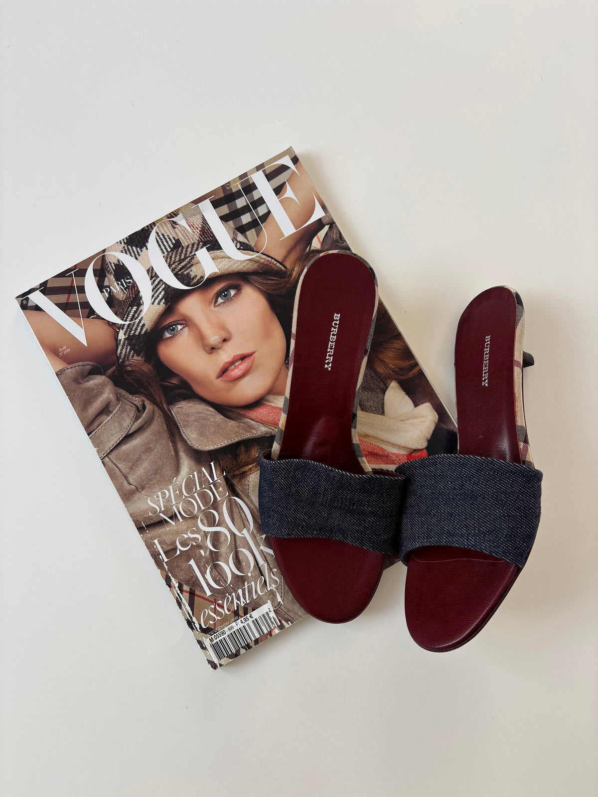 Burberry 2000s denim tartan kitten heels (EU 36 / US 5.5)