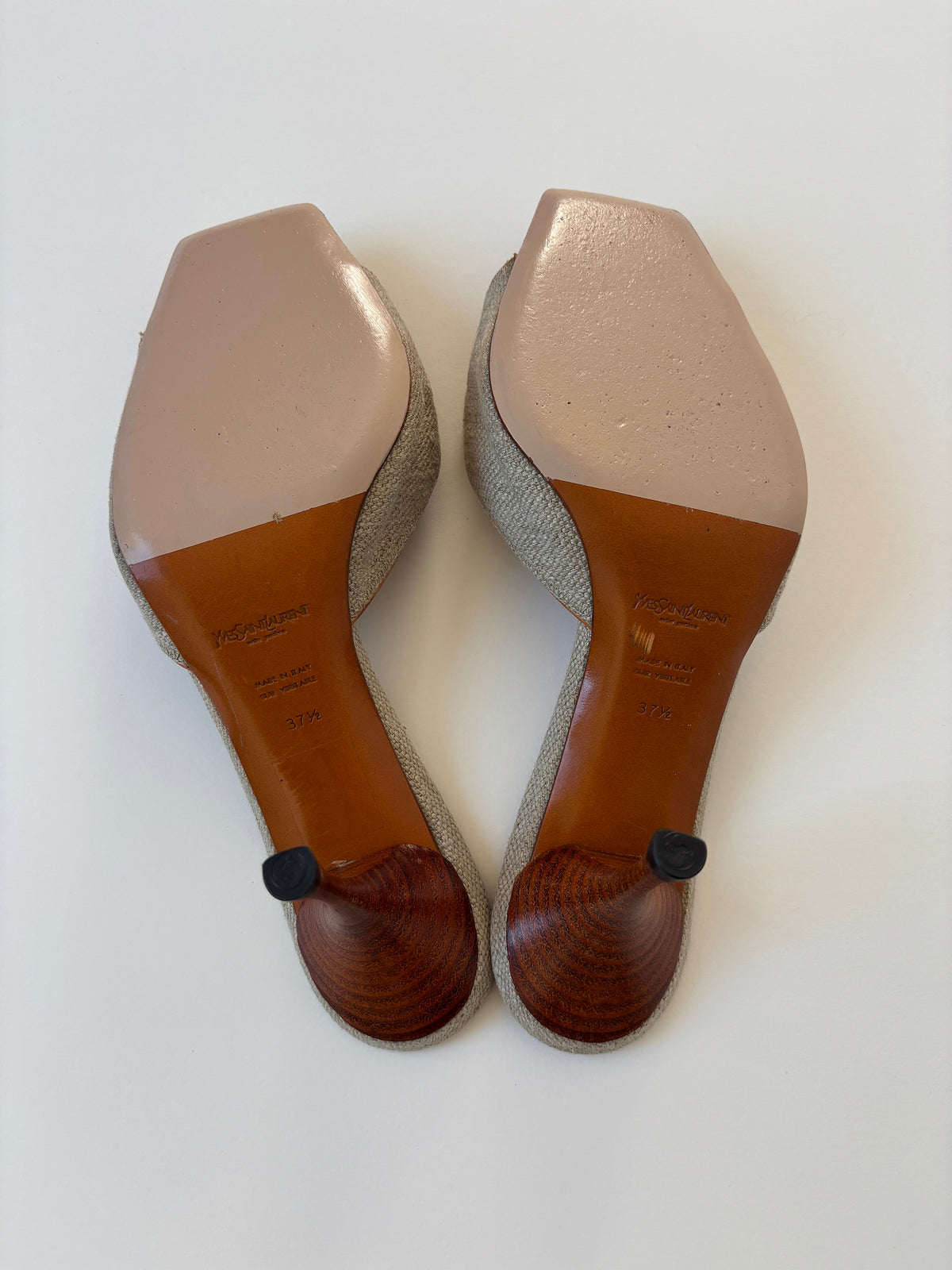 YSL iconic 1990s linen bow & heart heels (EU 37,5/ US 7)