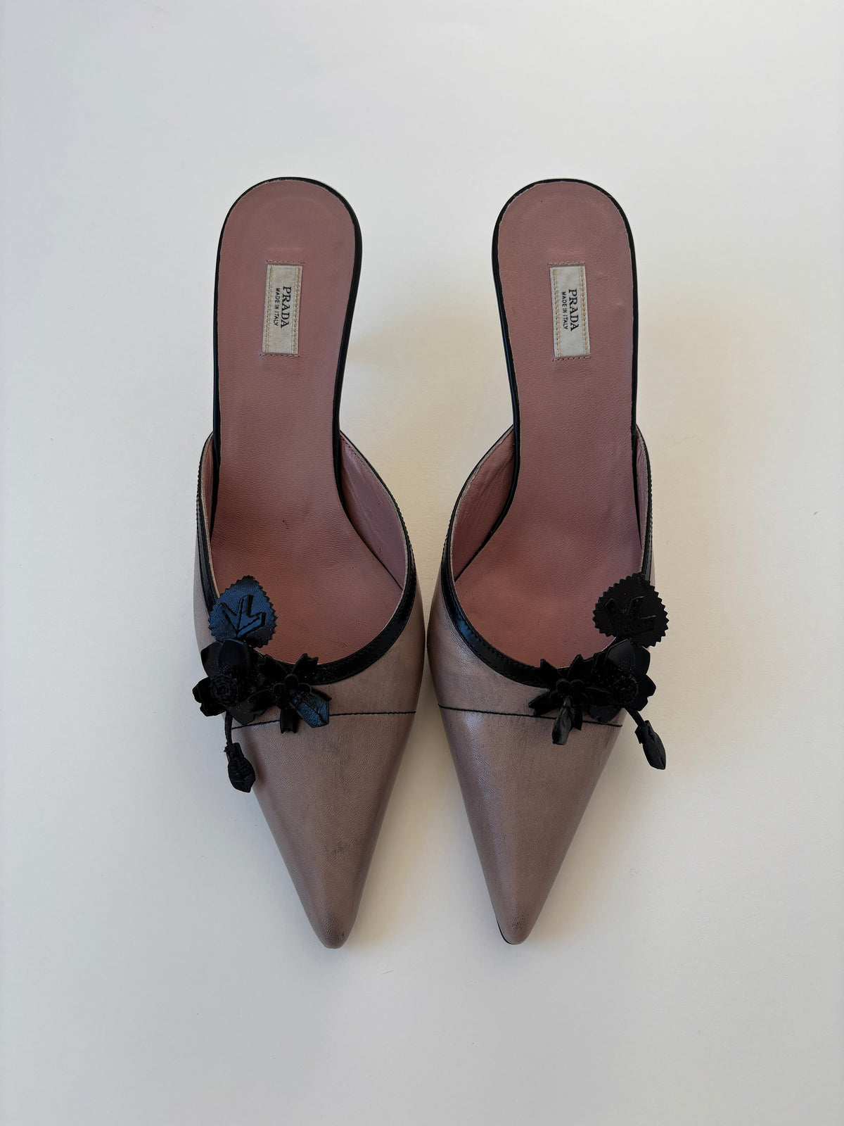 Prada 2000s dusty pink floral mules UNWORN (EU 37 / US 6.5)