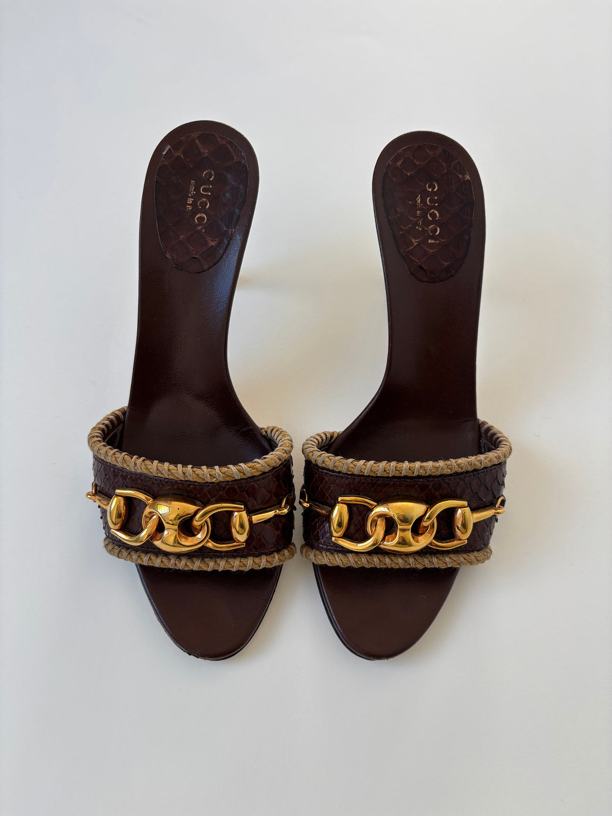 Gucci by Tom Ford 2000s brown python horsebit heels (EU 37 / US 6.5)