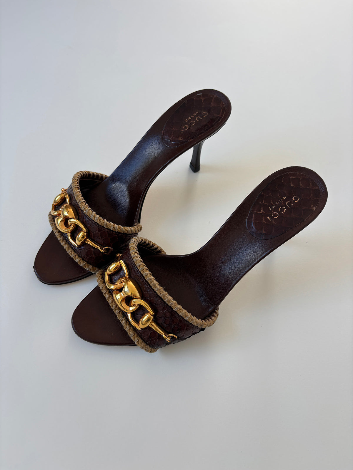 Gucci by Tom Ford 2000s brown python horsebit heels (EU 37 / US 6.5)