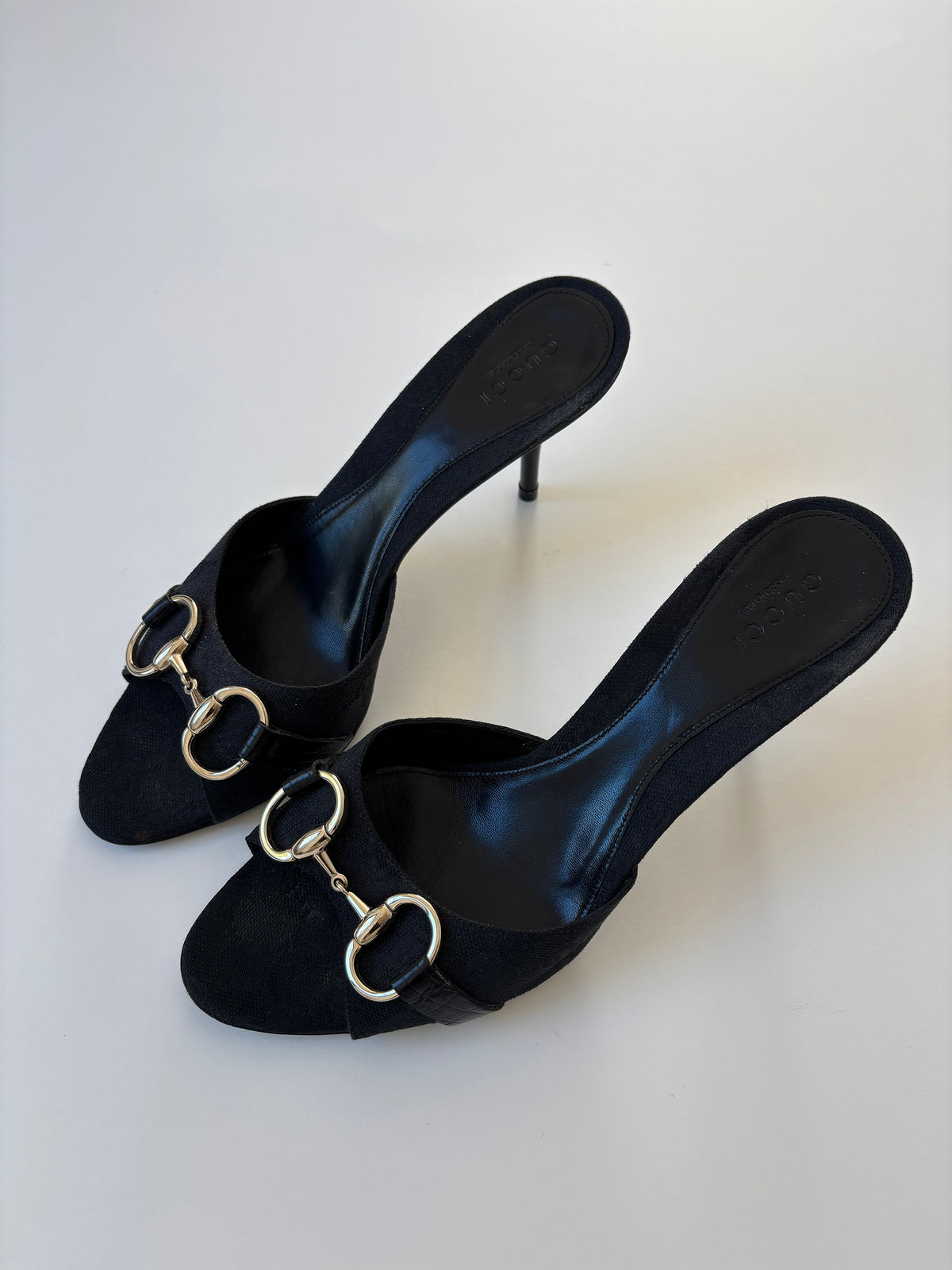 Gucci by Tom Ford 2000s black monogram horsebit heels (EU 38 / US 7.5)