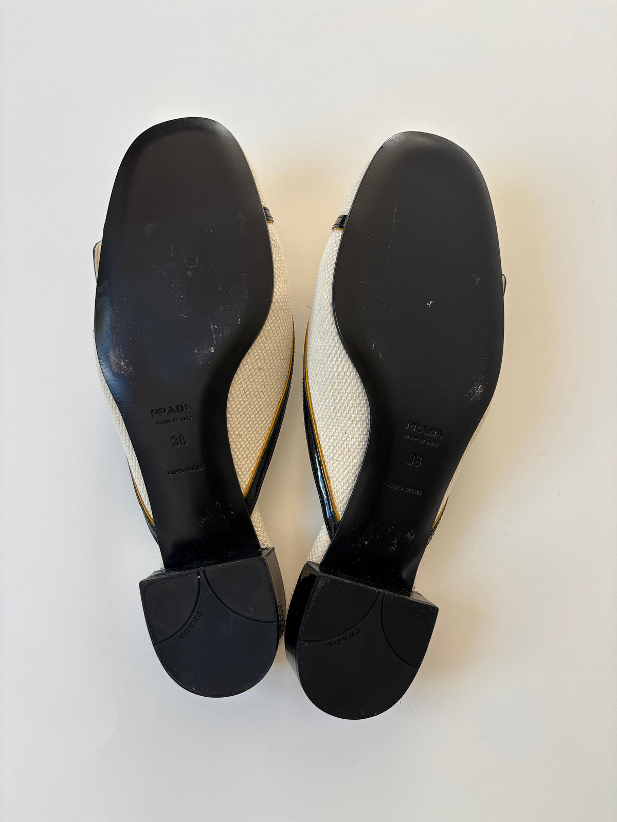Prada S/S 2002 cream white buckle mules UNWORN  (EU 38 / US 7.5)