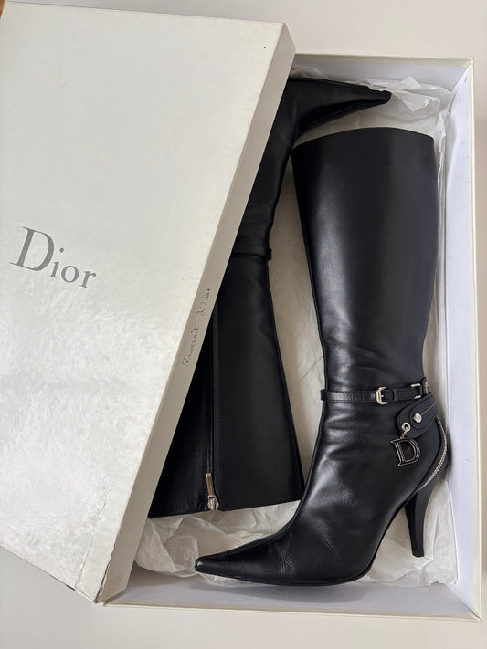 Christian Dior by John Galliano F/W 2005 black CD logo charm boots (EU 41  / US 10.5)