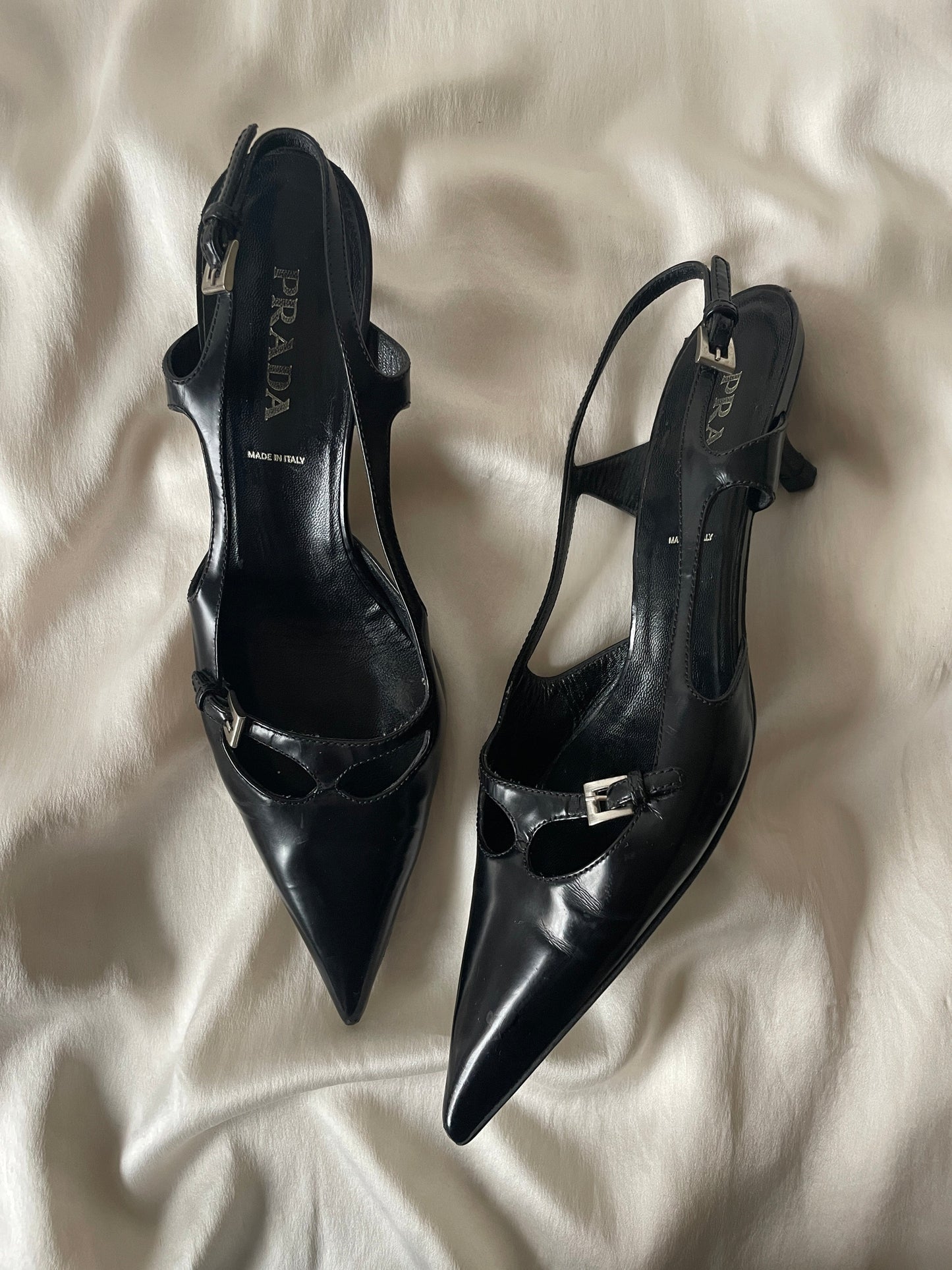 Prada patent kitten heels