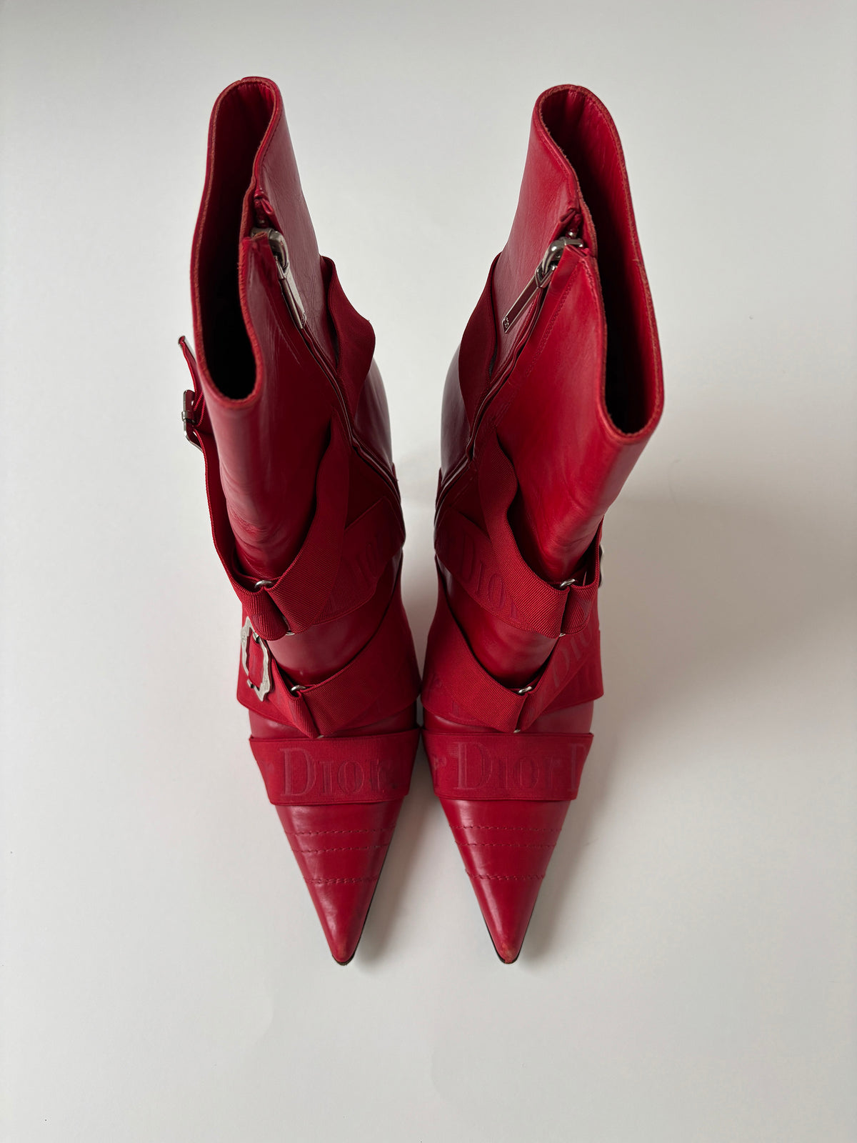 Christian Dior F/W 2004 by John Galliano red ankle boots (EU 39 / US 8.5)