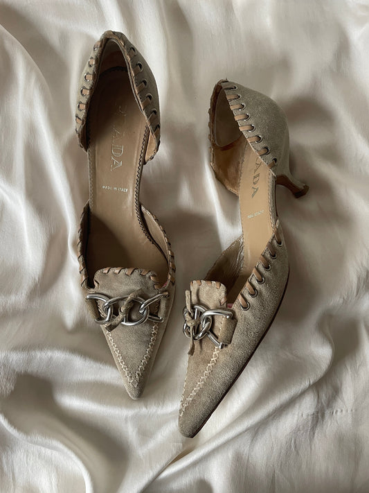Prada suede leather kitten heels (EU 40,5 / US 9,5)