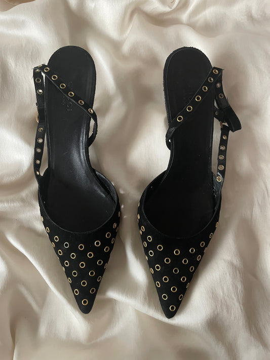 Gucci eyelet sling back kitten heels (EU 38 / US 7,5)