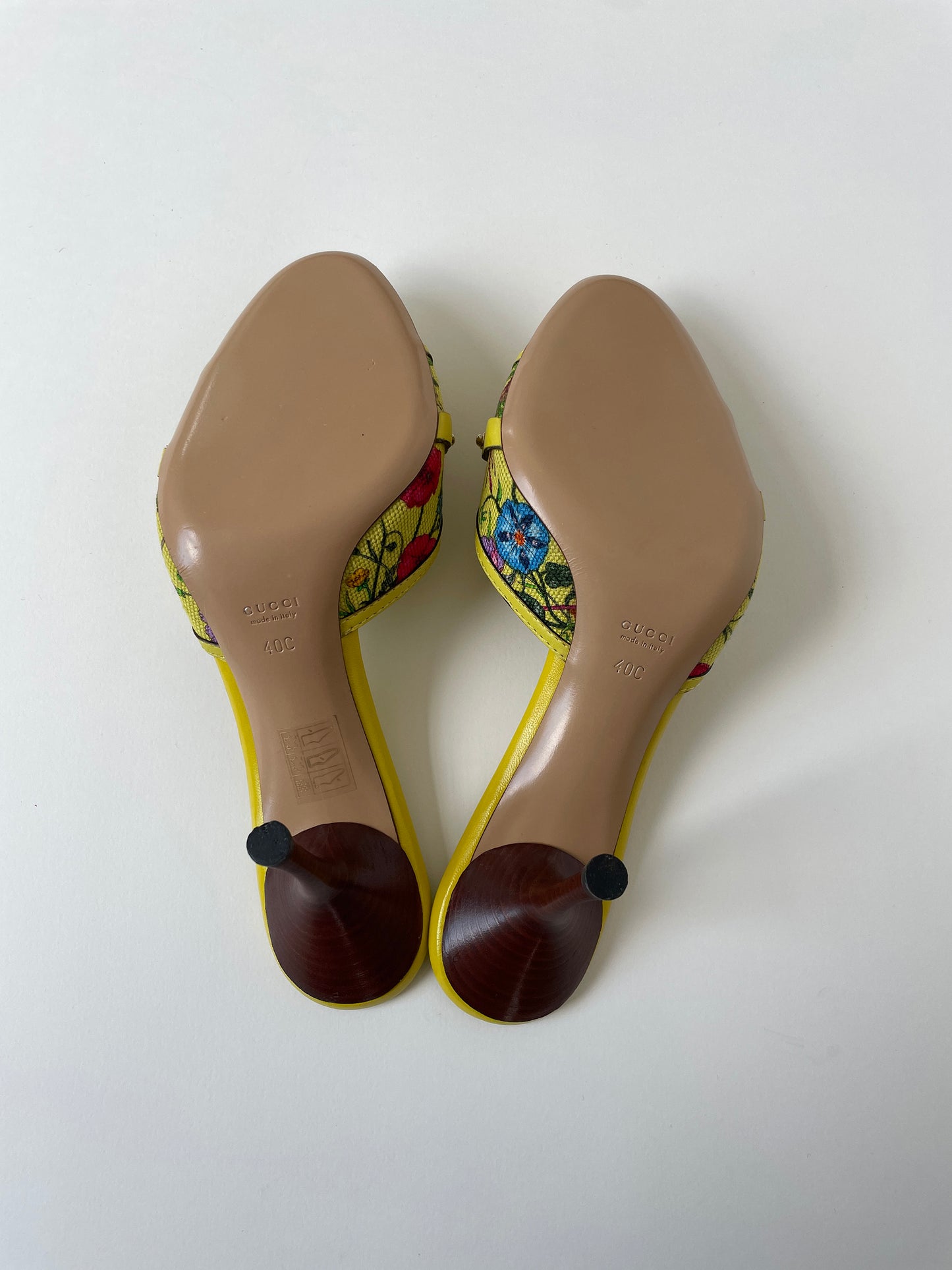 Gucci by Tom Ford 2000s yellow flora bamboo horsebit heels UNWORN (EU 40,5 / US 10)