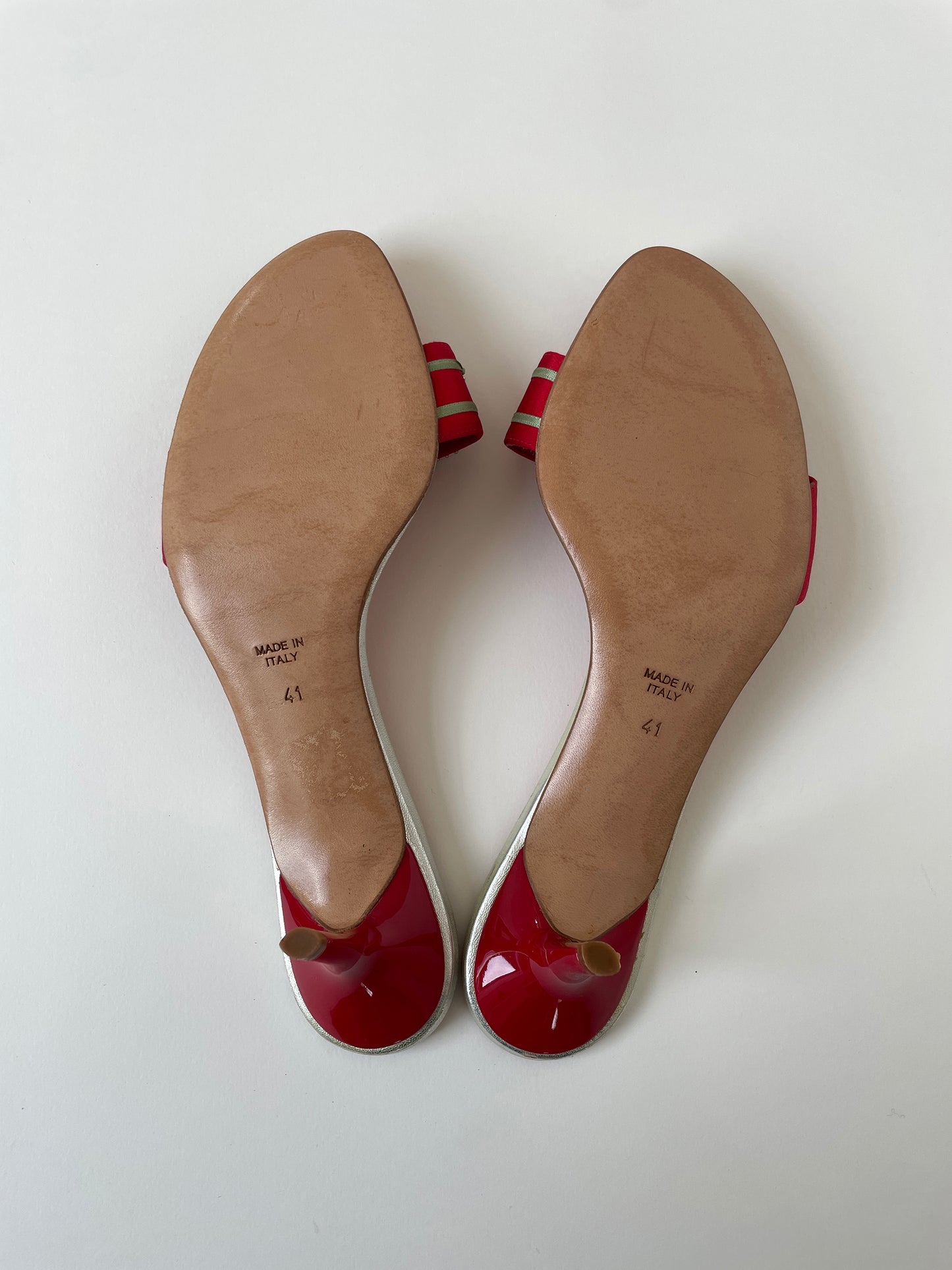 Rene Caovilla 2000s rare tangerine jewelry bow kitten heels UNWORN (EU 41 / US 10.5)