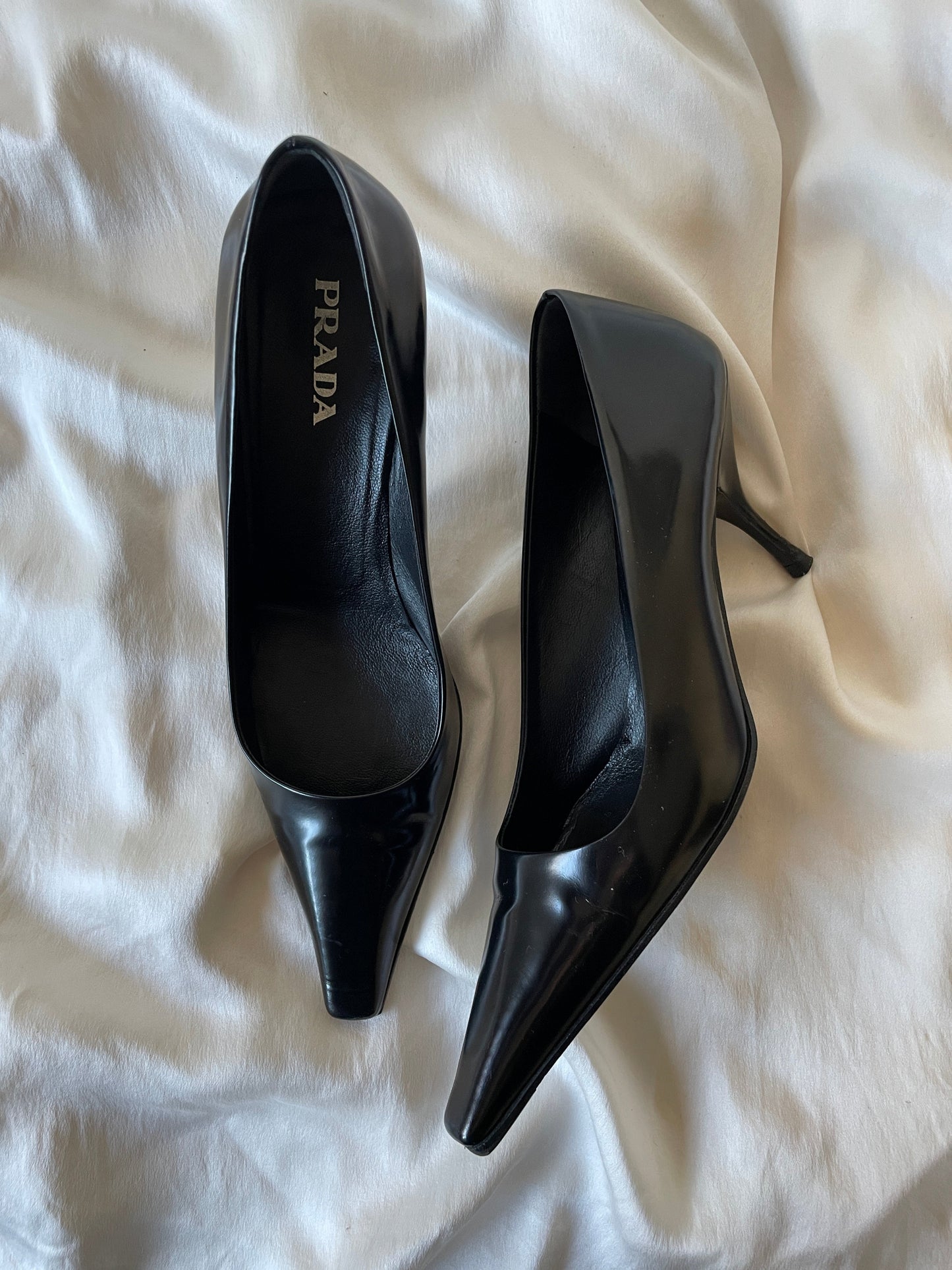 Vintage Prada metal logo heel