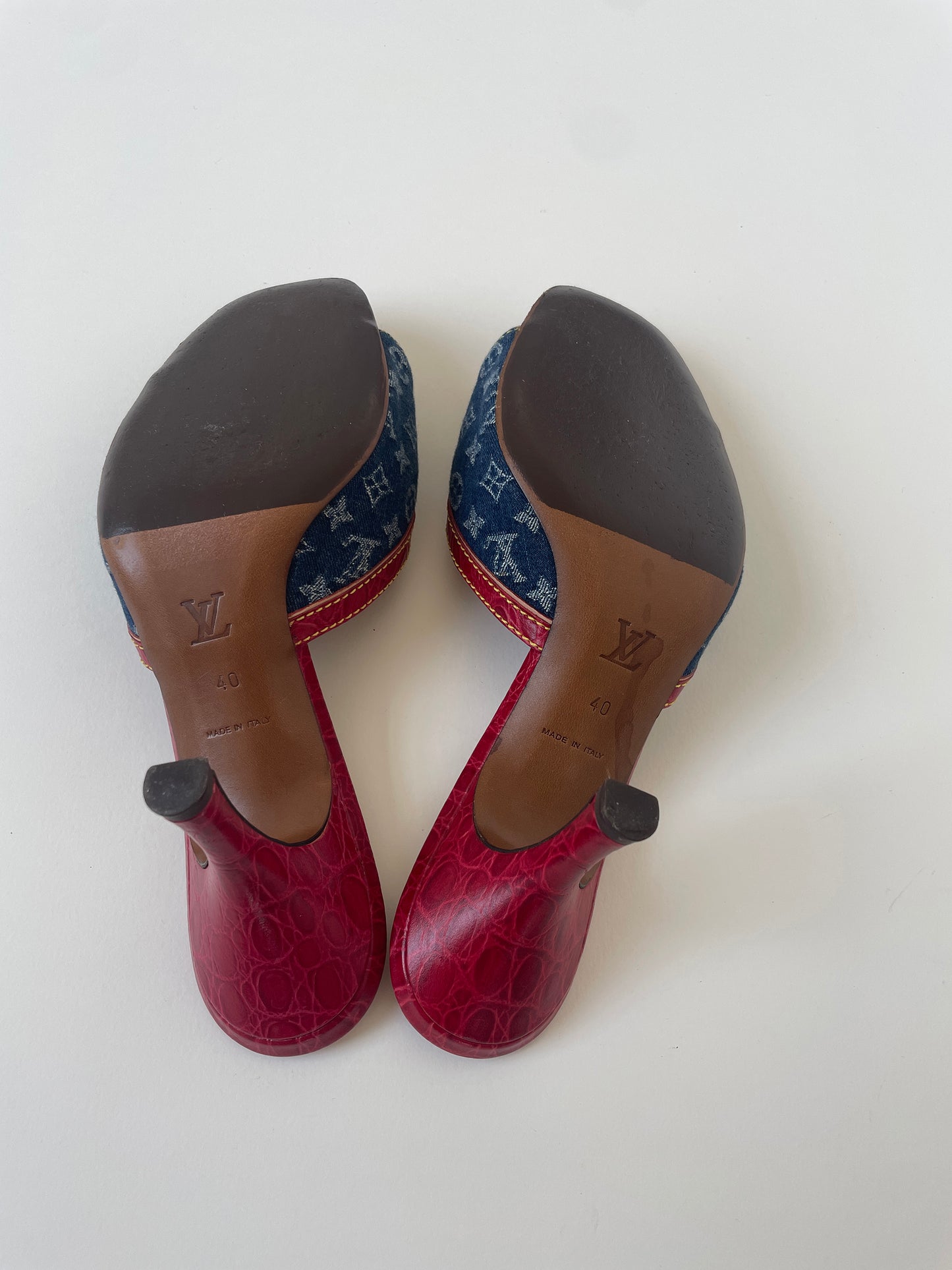 Louis Vuitton by Marc Jacobs S/S 2005 iconic denim monogram heels (EU 40 / US 9.5)