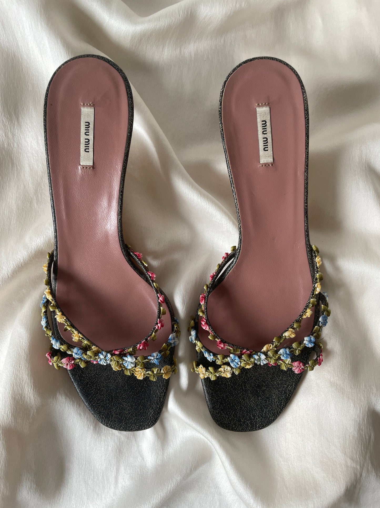 Miu Miu 2000s floral kitten heels