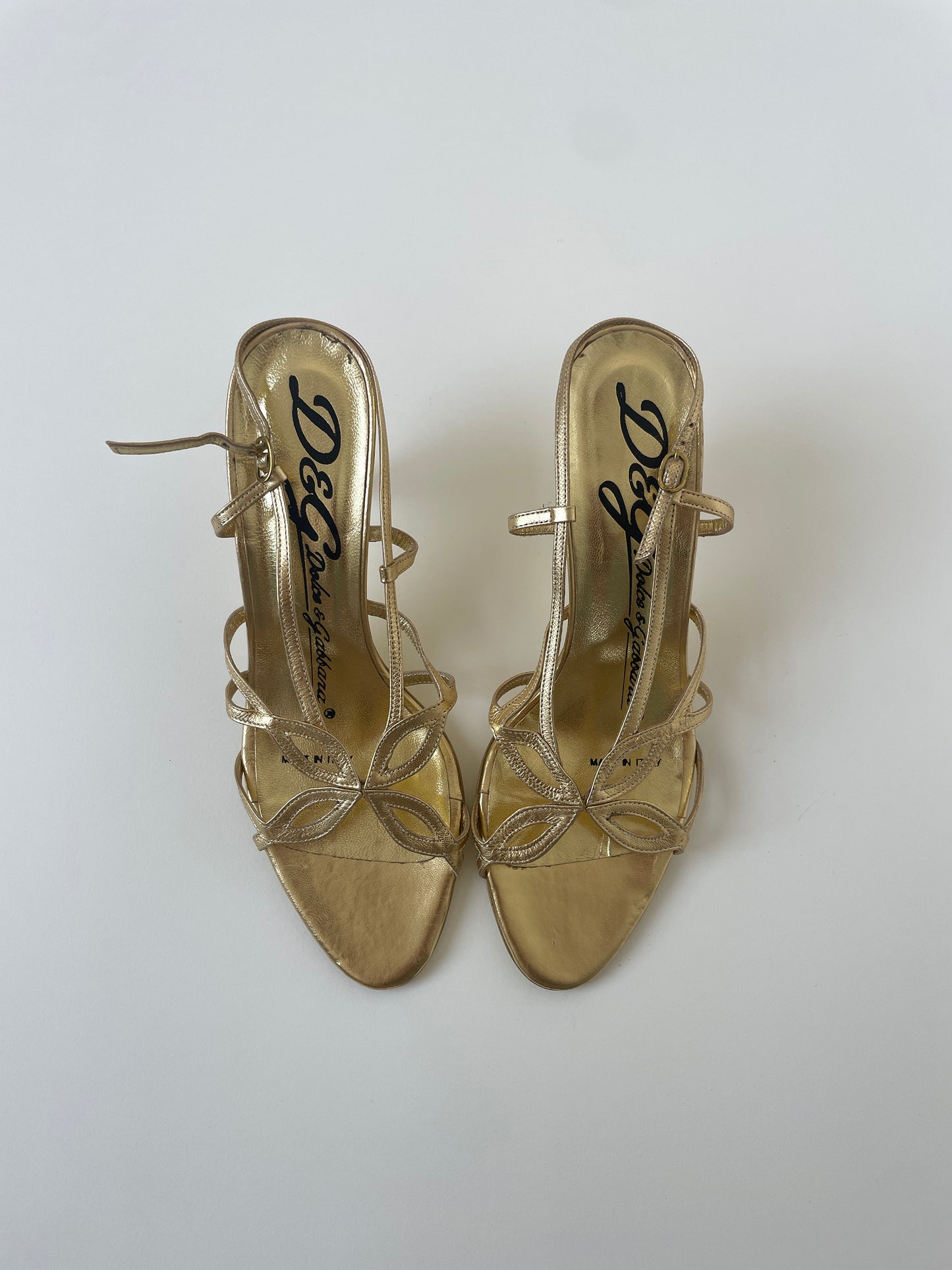 Dolce & Gabbana 1990s golden butterfly kitten heel sandals UNWORN (EU 39 / US 8.5)