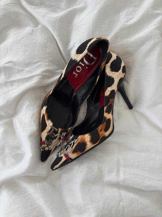 Vintage Christian Dior iconic F/W 2004 by John Galliano I LOVE DIOR LEOPARD pumps