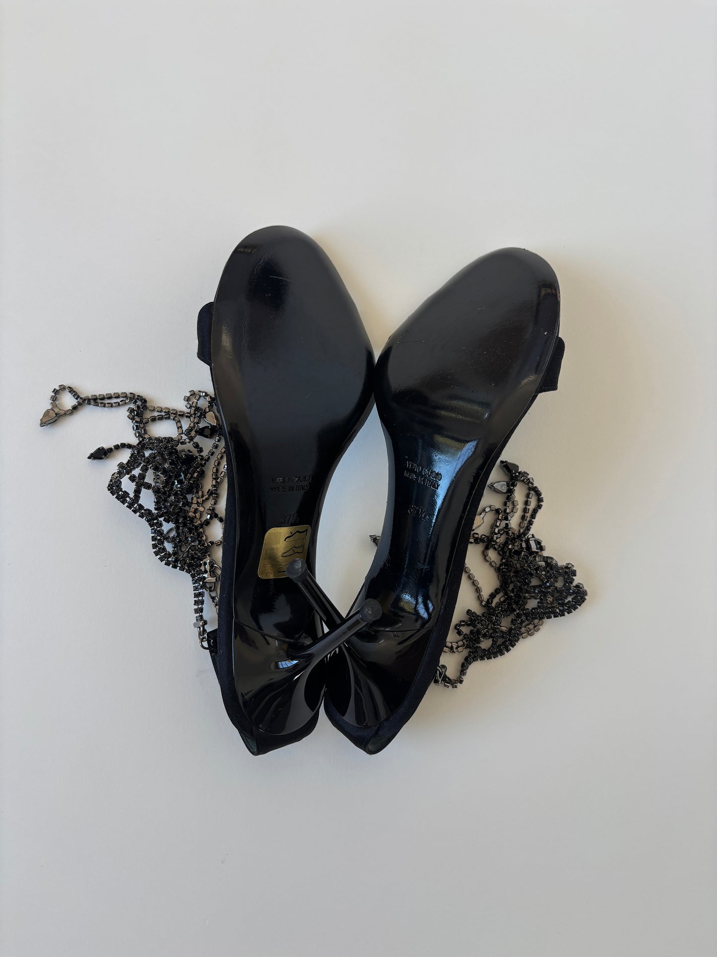 Rene Caovilla 2000s black Swarovski jewelry heels UNWORN (EU 37,5 / US 7)