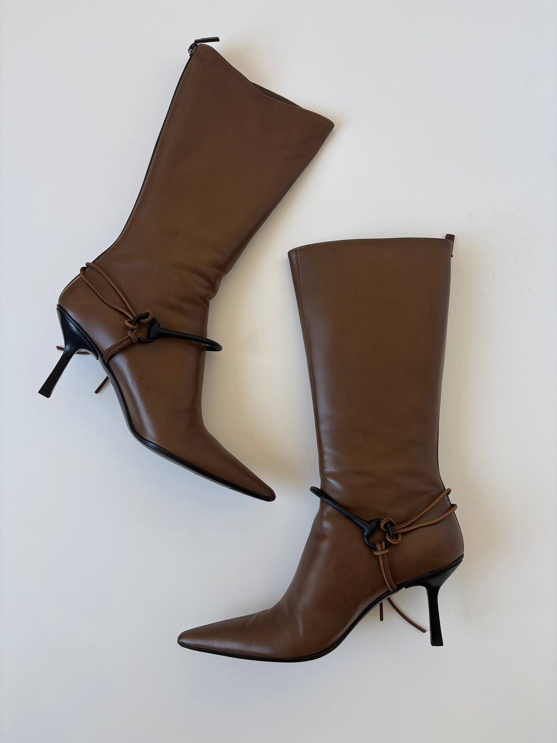 Vintage Gucci by Tom Ford iconic 1990s tan horsebit boots