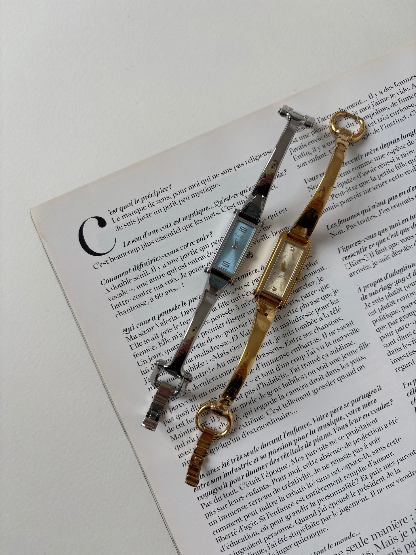 Gucci by Tom Ford 2000s 1500L baby blue silver bangle watch