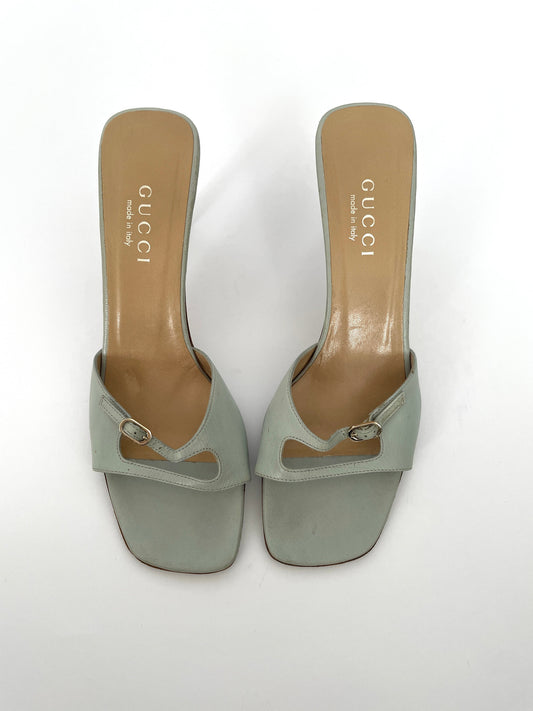 Gucci by Tom Ford mint double strap sandal heels