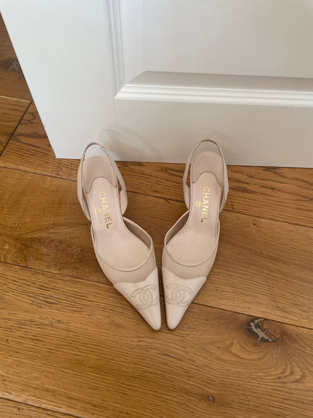 Chanel iconic CC mesh kitten heel sling back (EU 37 / US 6,5