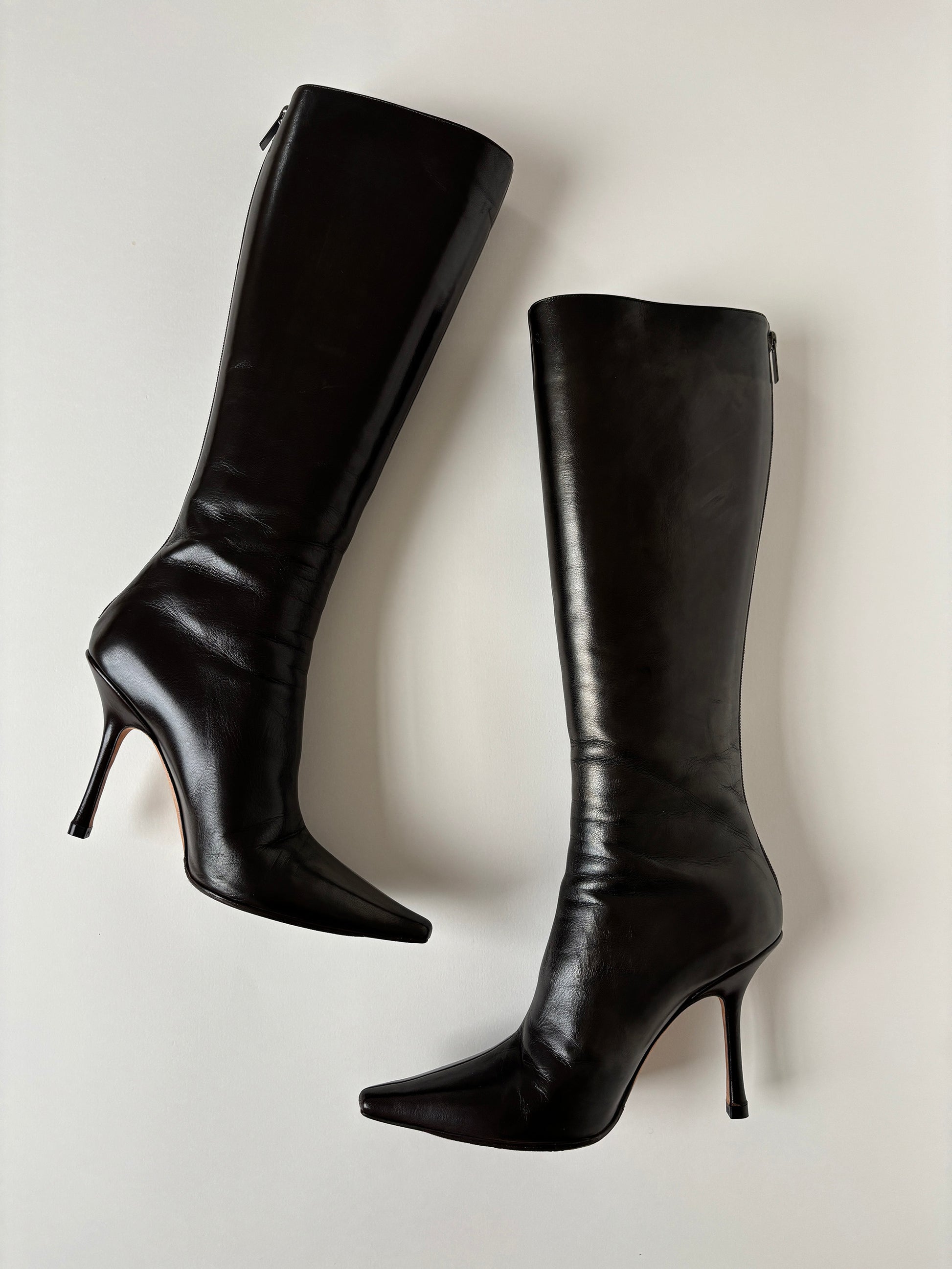 Vintage Jimmy Choo Jimmy Choo iconic black 90s boots as seen on Jennifer Aniston
