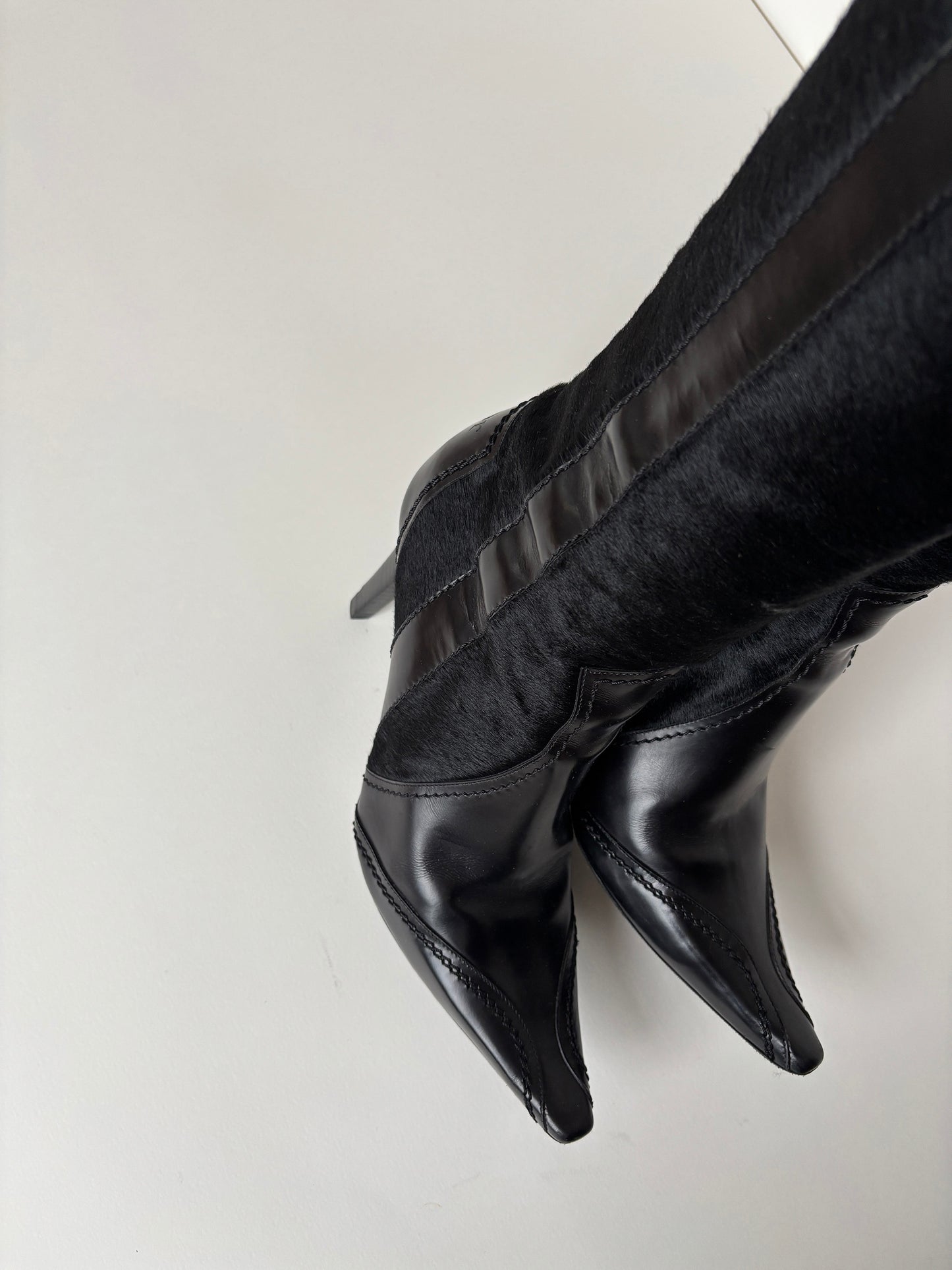 Christian Dior by John Galliano 2000s iconic black pony western boots (EU 39,5 / US 9)
