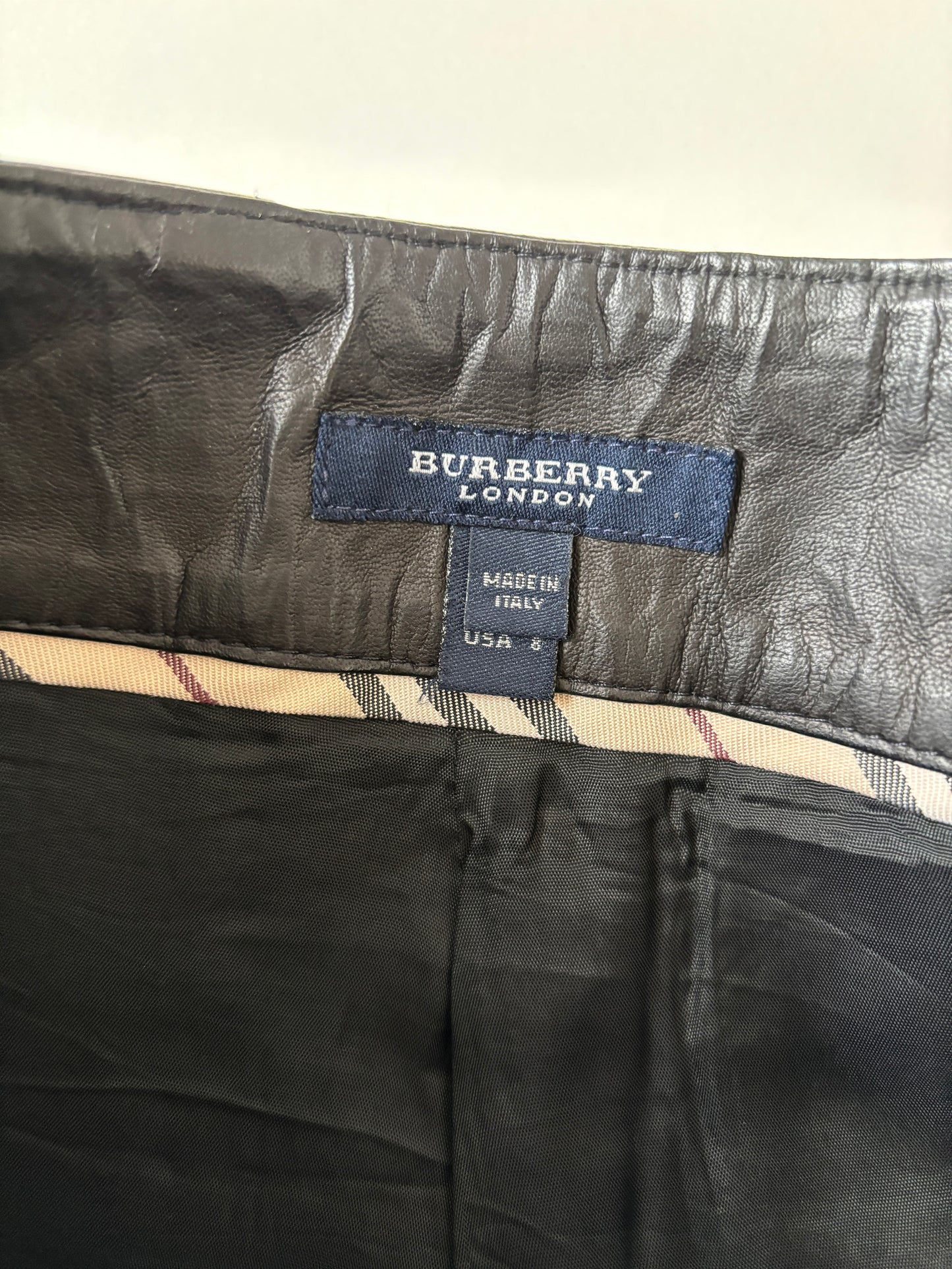 Burberry Brit 2000s black leather mini skirt with leather straps  M-L