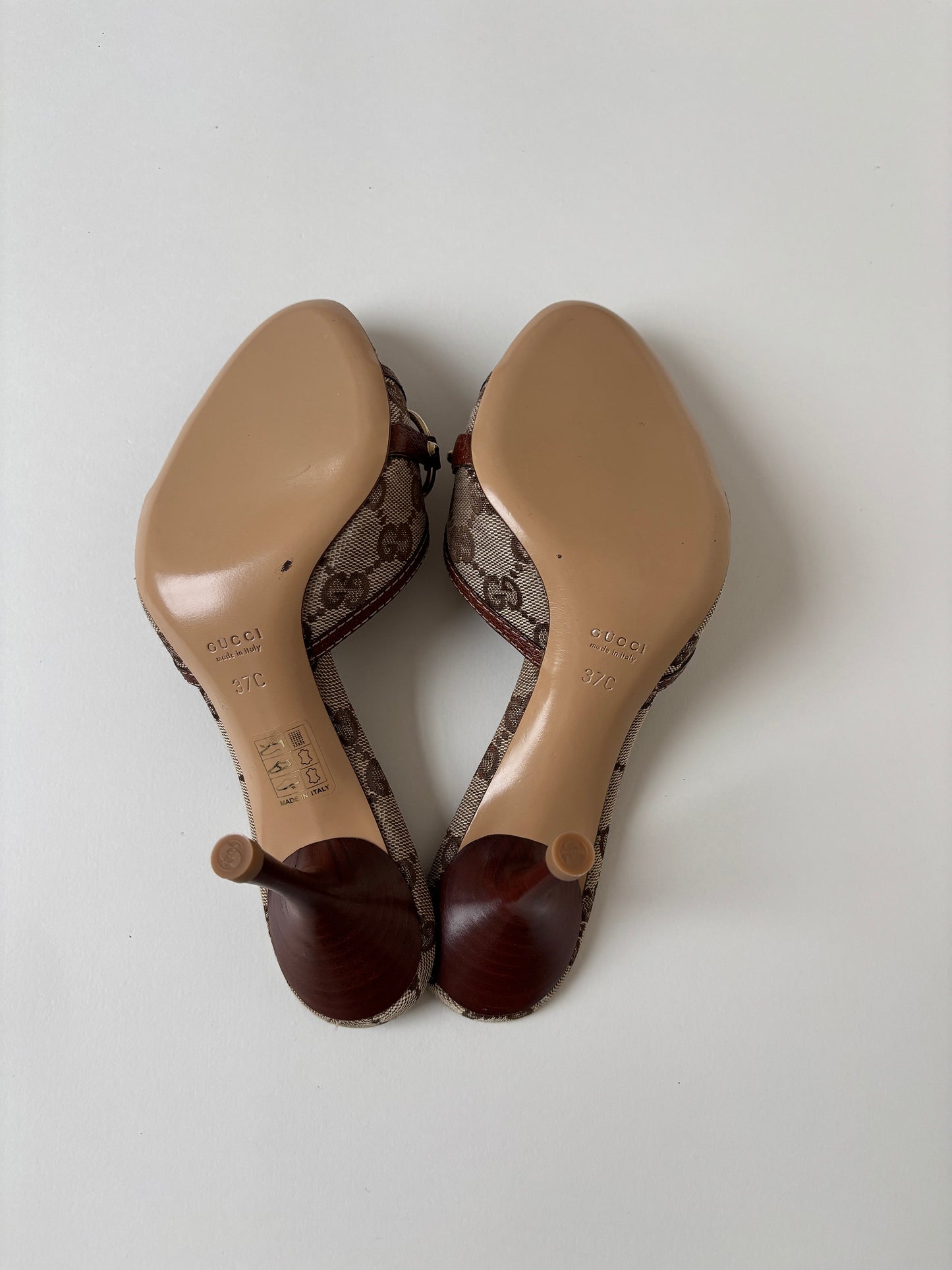 Gucci by Tom Ford 2000s iconic brown monogram bamboo horsebit heels UNWORN (EU 37 / US 6.5)