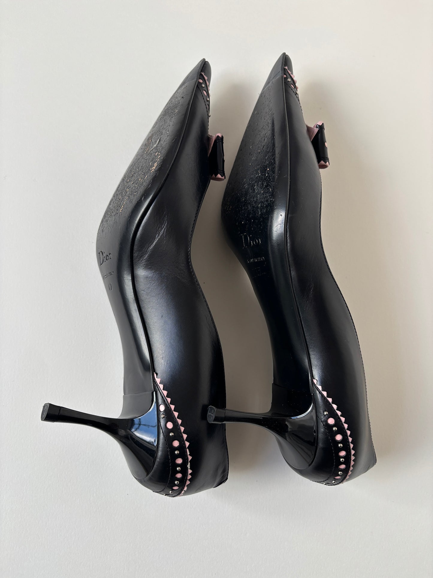Christian Dior by John Galliano 2000s D Trick black pink bow kitten heels (EU 42 / US 11.5)