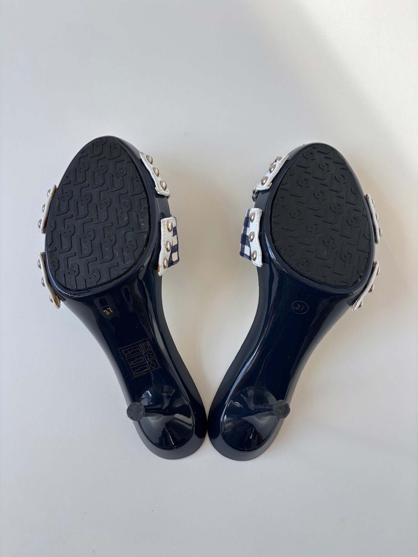 Dolce & Gabbana 2000s blue Gingham platform mules  (EU 37/ US 6.5)