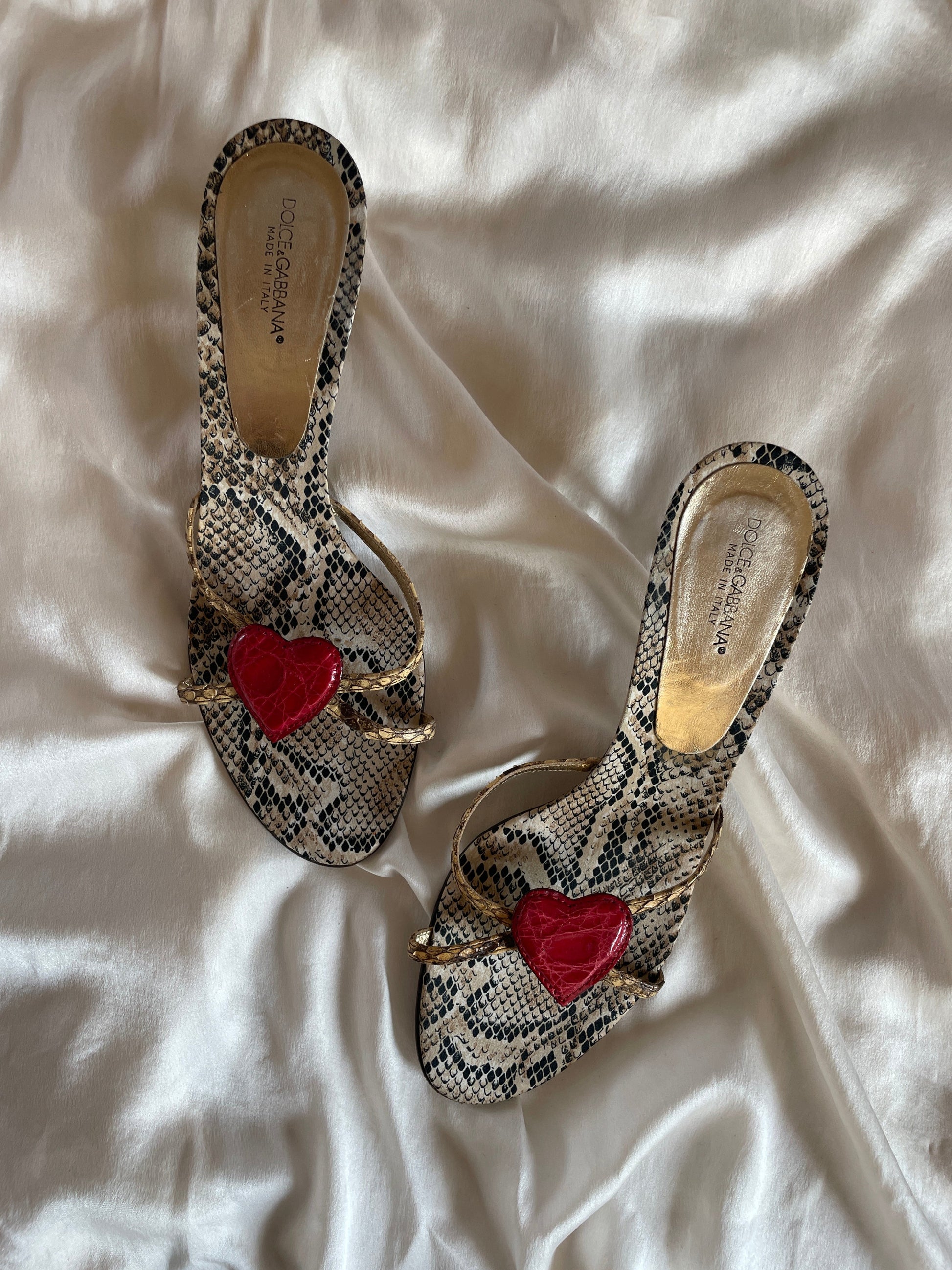 Vintage Dolce & Gabanna heart python kitten heels