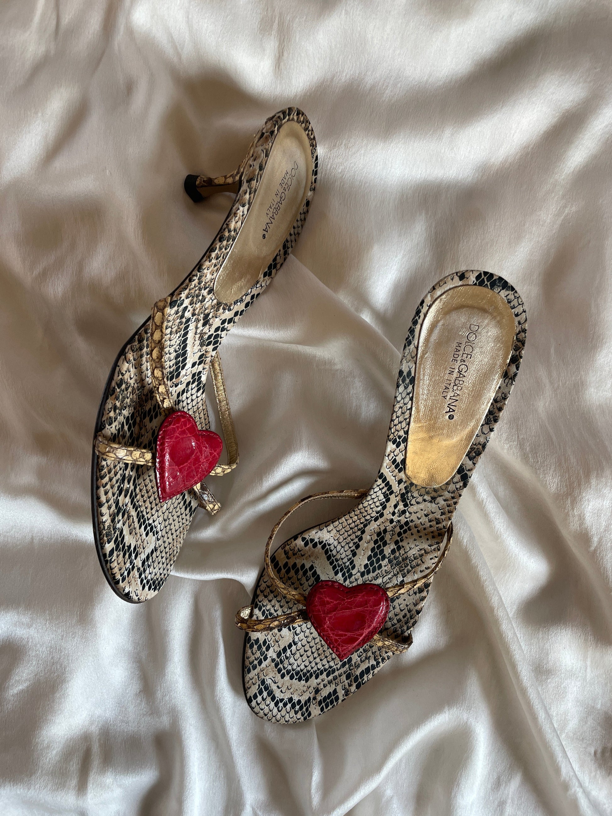 Vintage Dolce & Gabanna heart python kitten heels