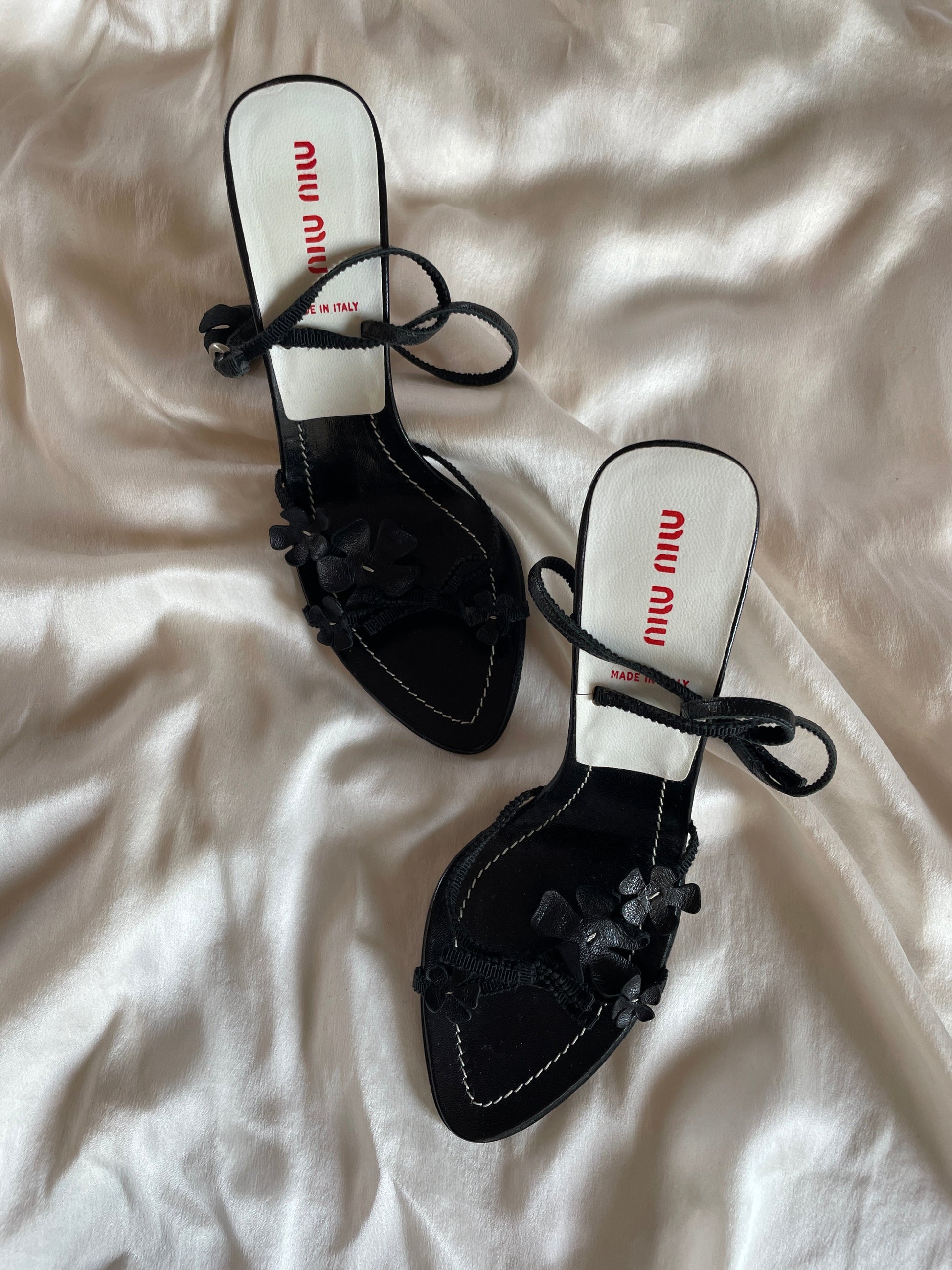 Vintage Miu Miu black floral heels