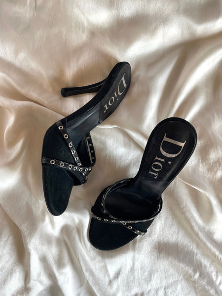 靴 Dior by John Galliano Eyelet Sandal Christian Dior by John Galliano black sandal heels (EU 36