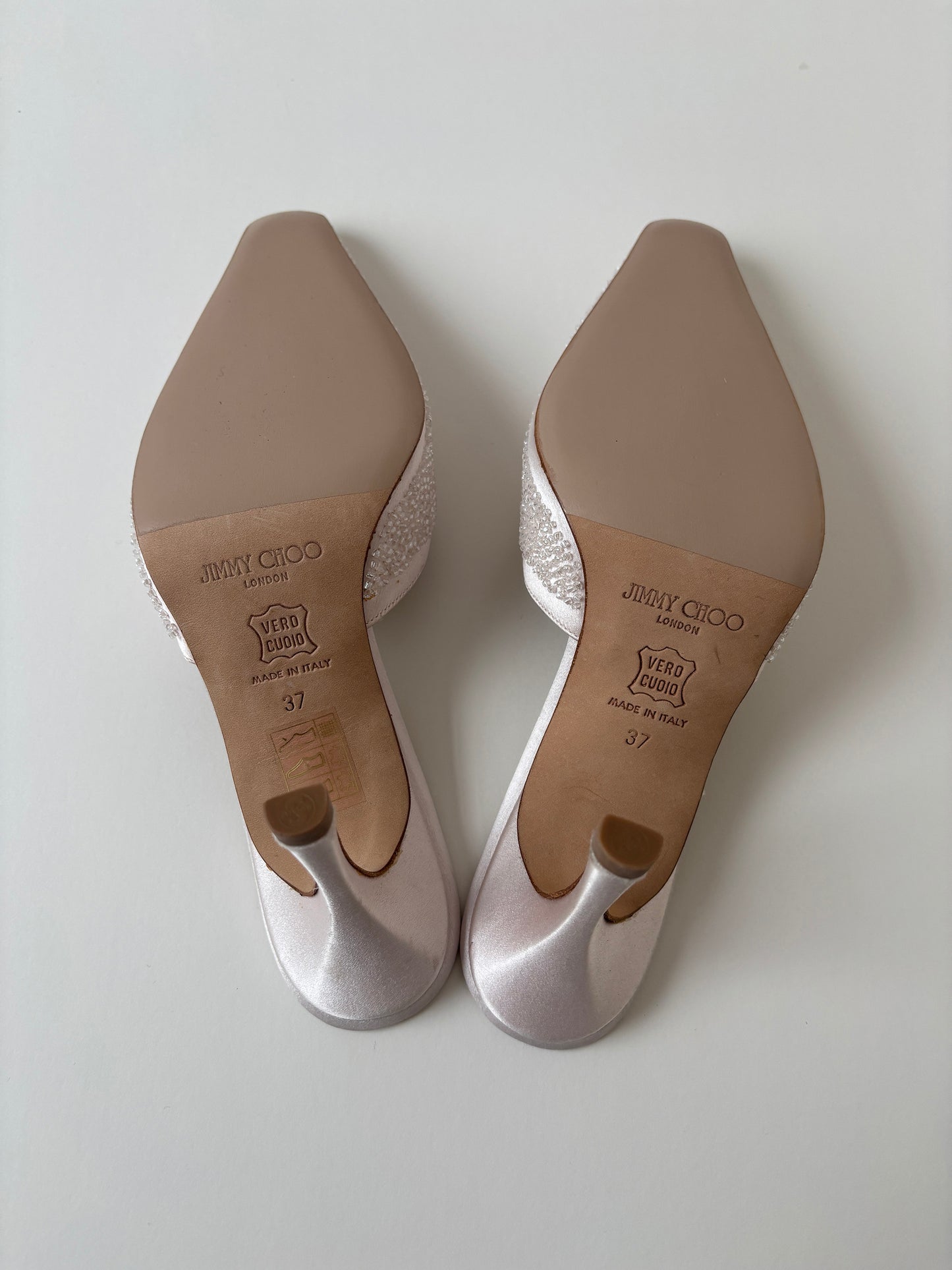 Jimmy Choo 2000s light pink satin beaded mules (EU 37 / US 6.5)
