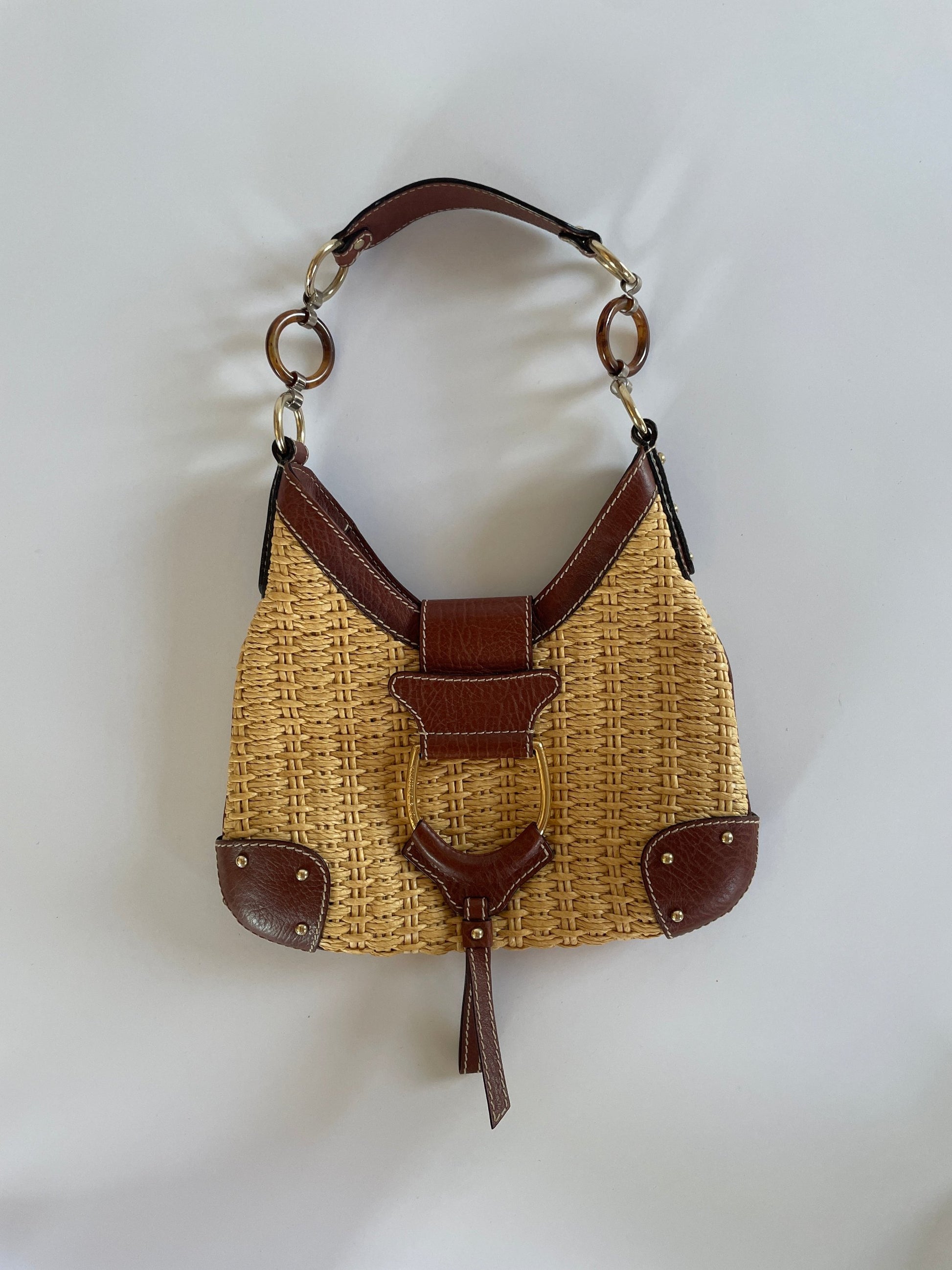 Dolce &amp; Gabbana raffia D-Ring mini hobo bag bag