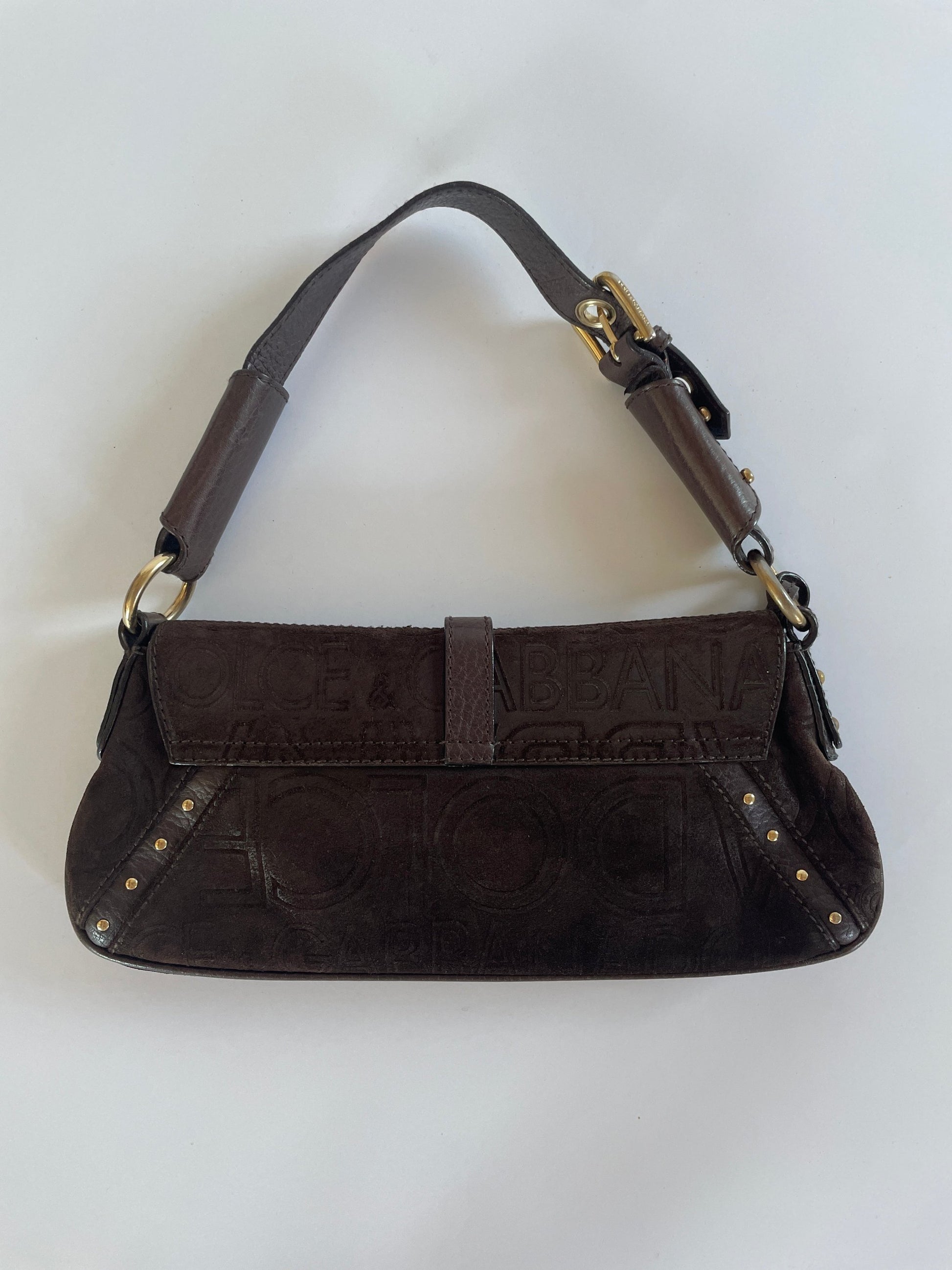 Vintage Dolce &amp; Gabbana O-Ring suede baguette bag