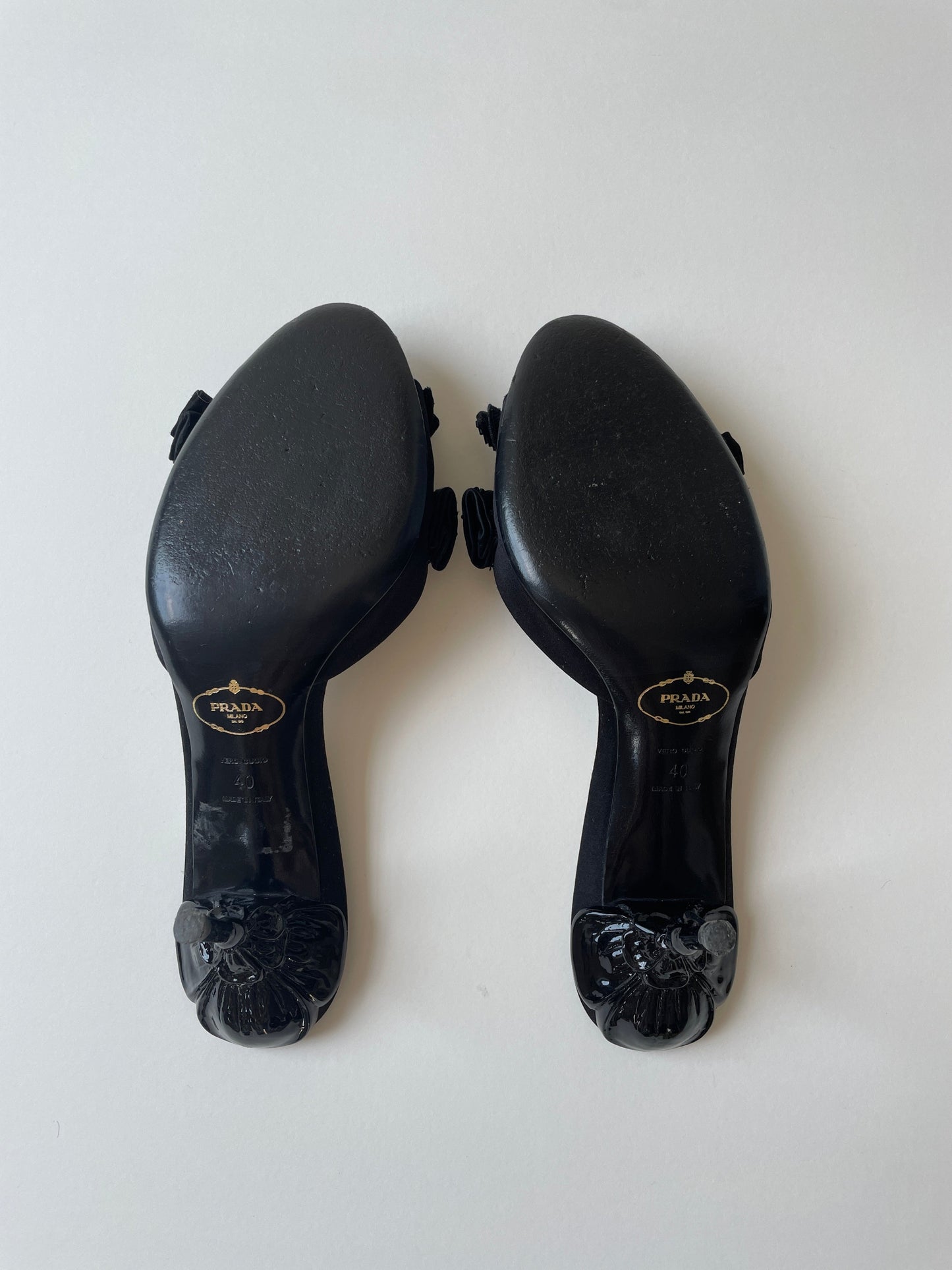 Prada black beaded pearls & silk sandal heels  (EU 40/ US 9)