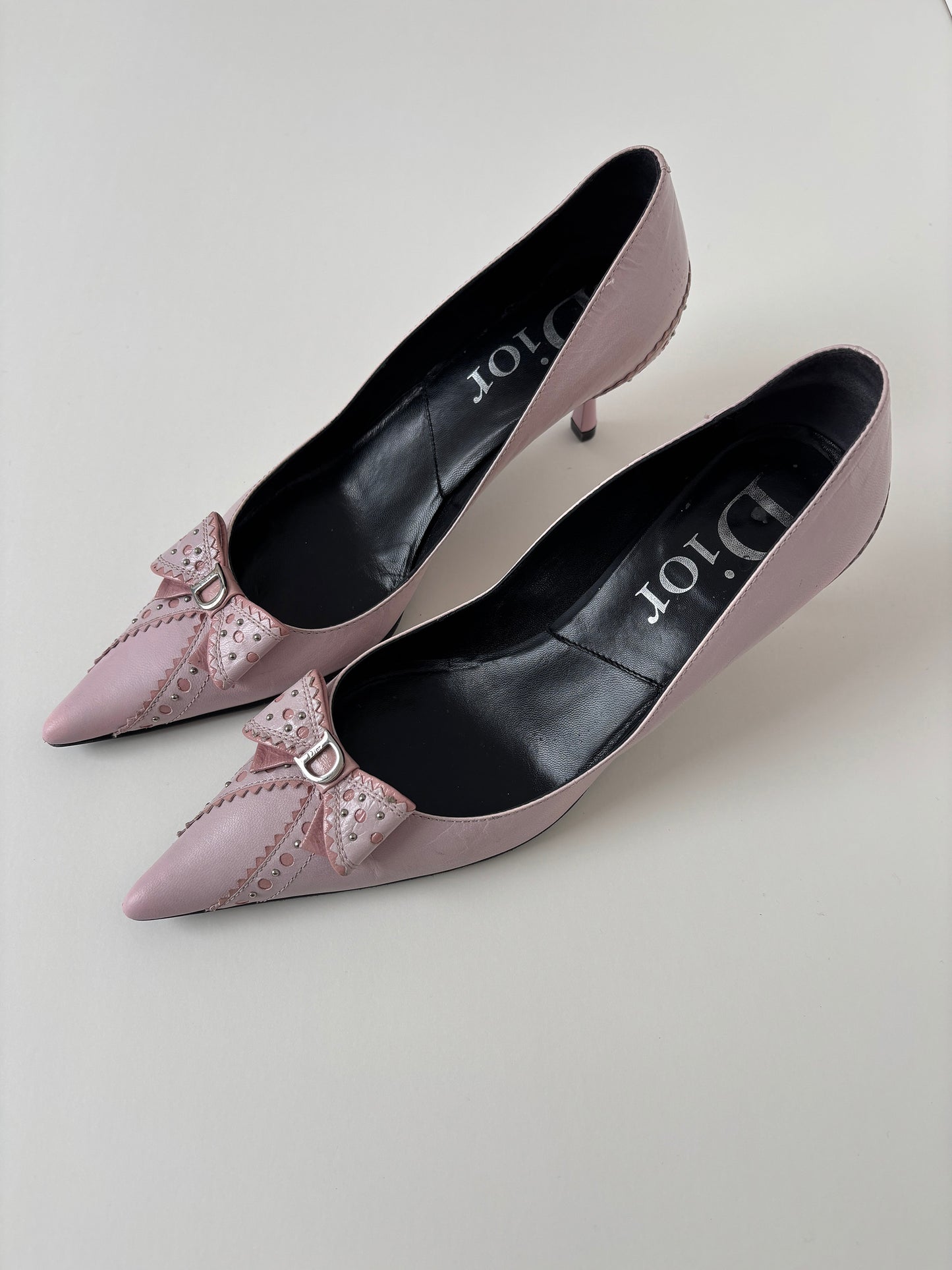 Christian Dior by John Galliano 2000s D Trick pink bow kitten heels (EU 37,5 / US 7)