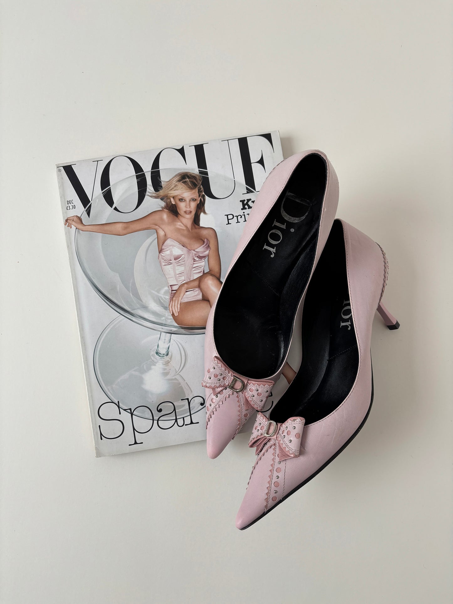 Christian Dior by John Galliano 2000s D Trick pink bow kitten heels (EU 37,5 / US 7)