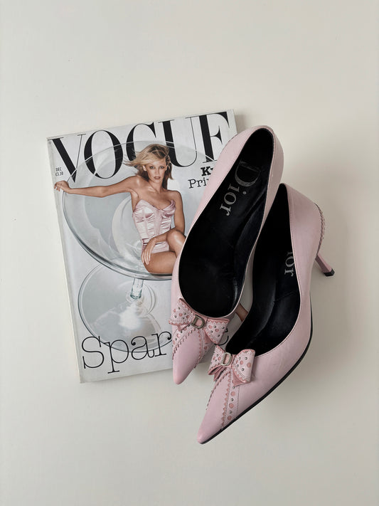 Christian Dior by John Galliano 2000s D Trick pink bow kitten heels (EU 37,5 / US 7)