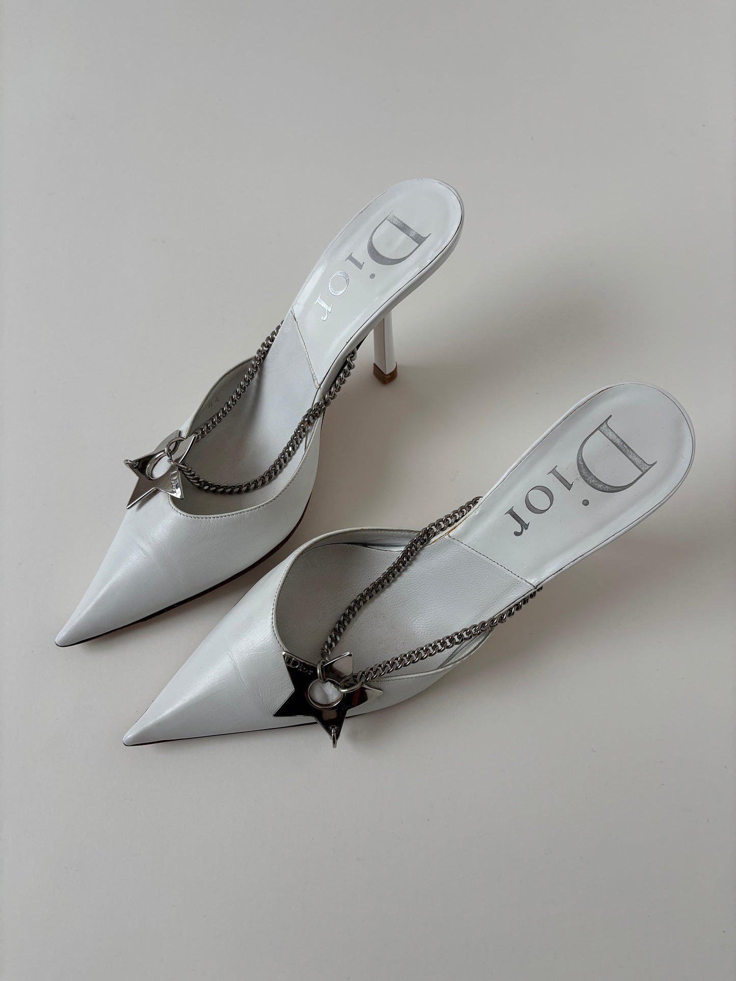 Christian Dior iconic S/S 2004 by John Galliano white pierced hardcore mules (EU 36,5 / US 6 )