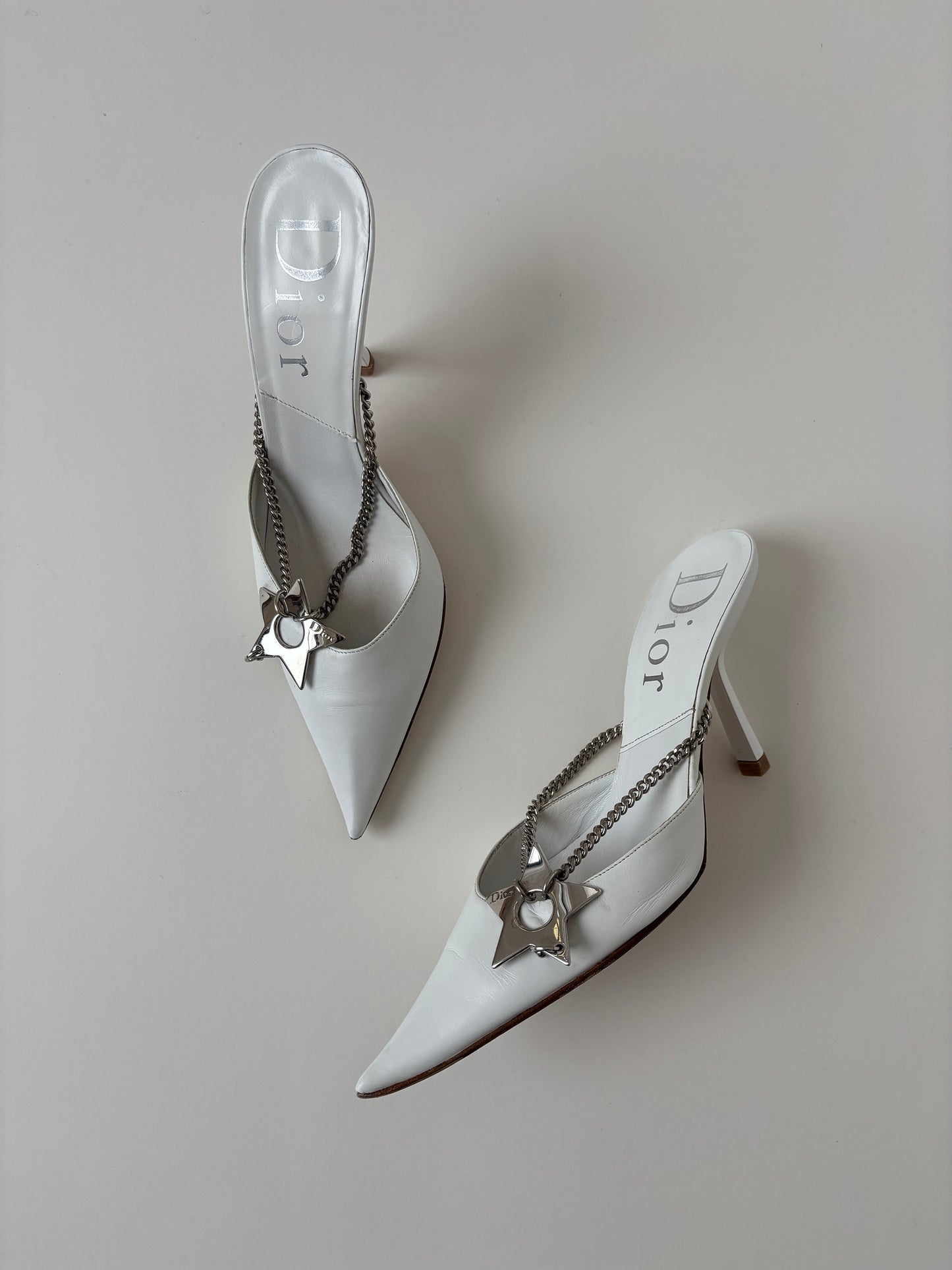 Christian Dior iconic S/S 2004 by John Galliano white pierced hardcore mules (EU 36,5 / US 6 )