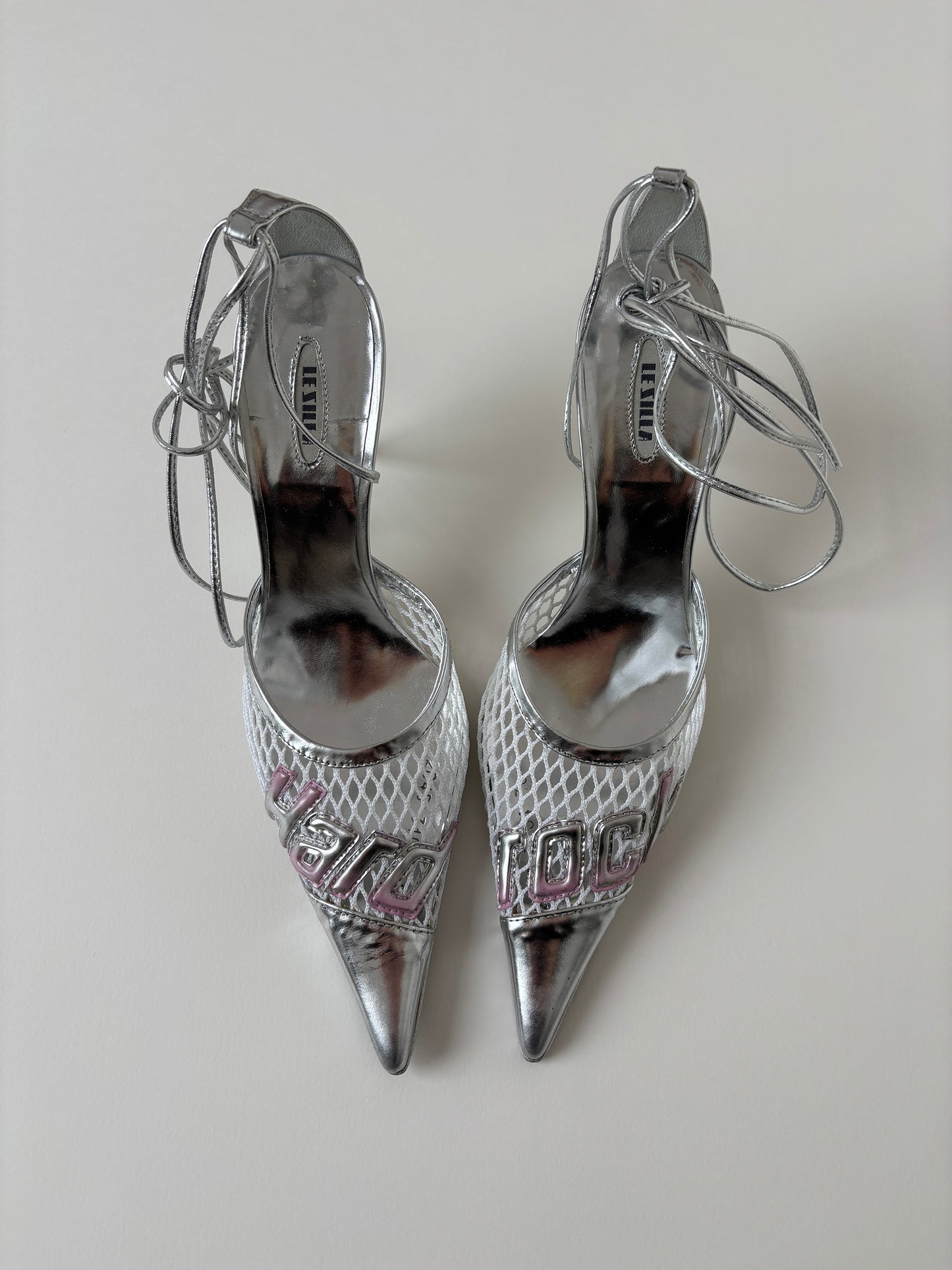 Le Silla 2000s silver white mesh hard rock kitten heels UNWORN (EU 36 / US 5.5)