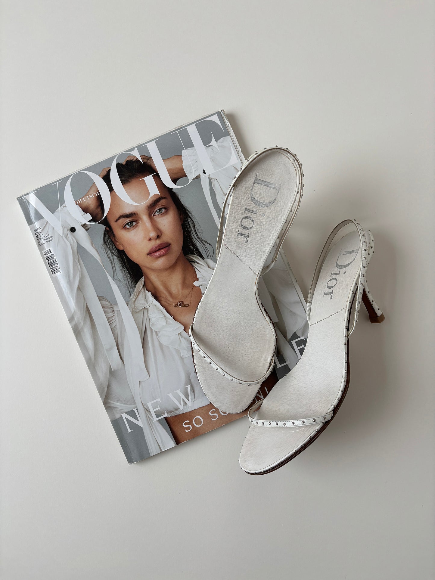Christian Dior by John Galliano 2000s white studs sandal heels (EU 39 / US 8.5)